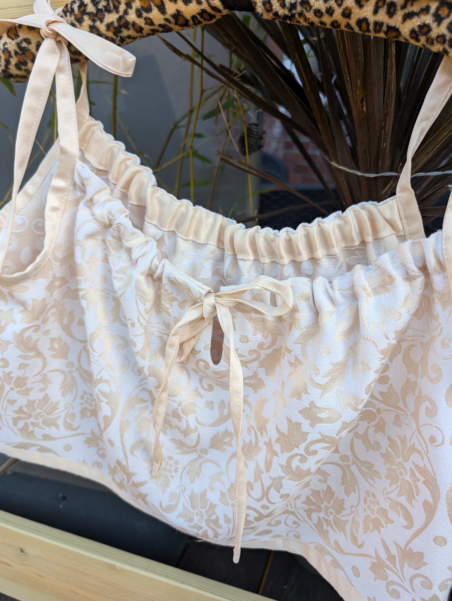 cropped top, strappy top, vest, blouse size 12, whimsical top, hippy top, cami top, reworked top, ribbon straps top, summer vest