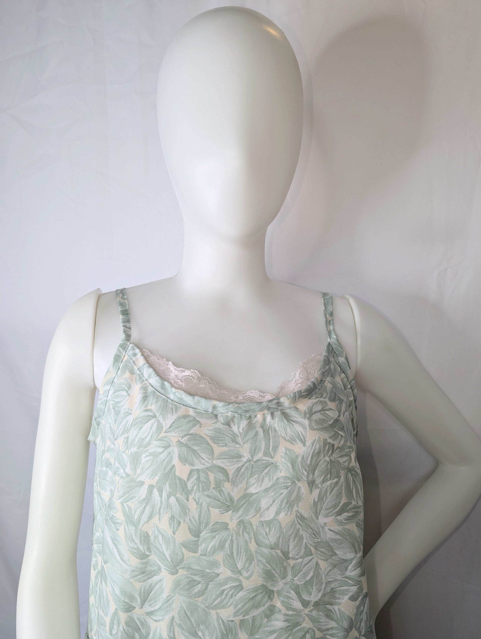 Strappy dress size 12, pretty dress, ladies clothing, plants dress, mid length dress, sleeveless dress, summer dress,reworked dress