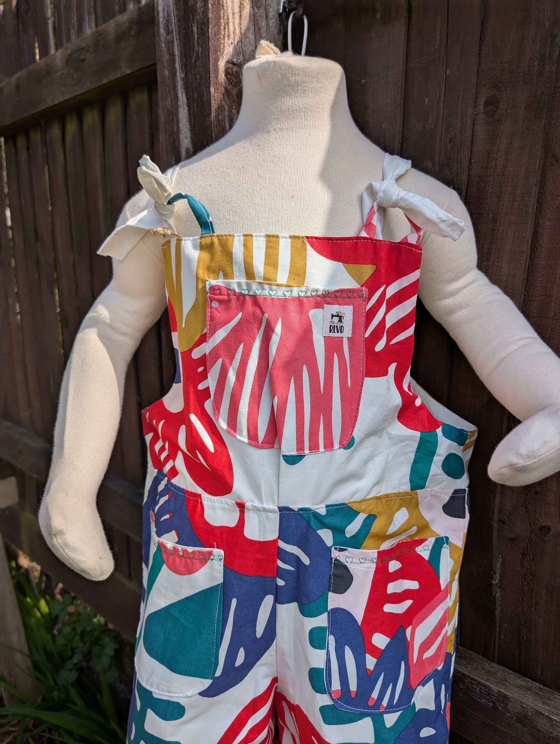 Dungarees child- romper-age 7-8yrs-playsuit-jumpsuit- floral kids clothes-sustainable kids outfit-pretty child clothes-summer child-holiday