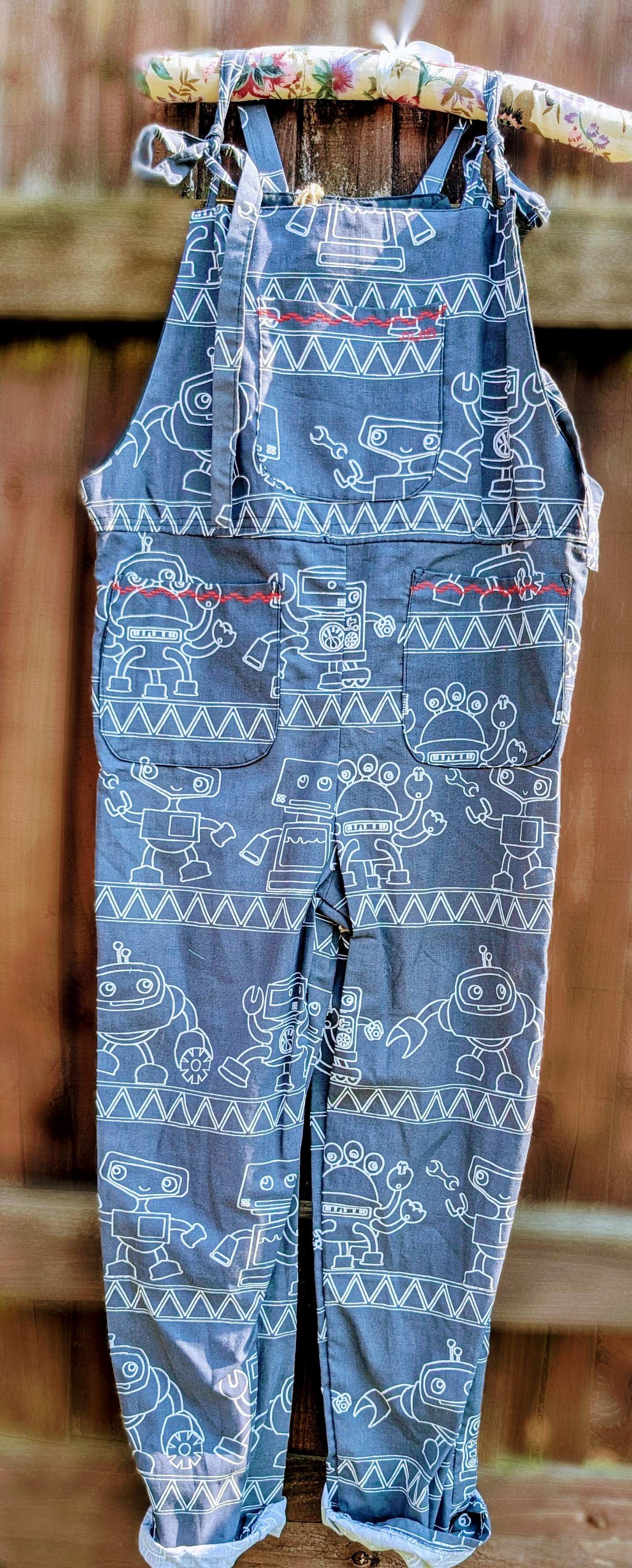 Dungarees child- romper-age 9-10yrs-playsuit-jumpsuit- boys- kids clothes-sustainable kids outfit-robot-summer child-holiday outfit