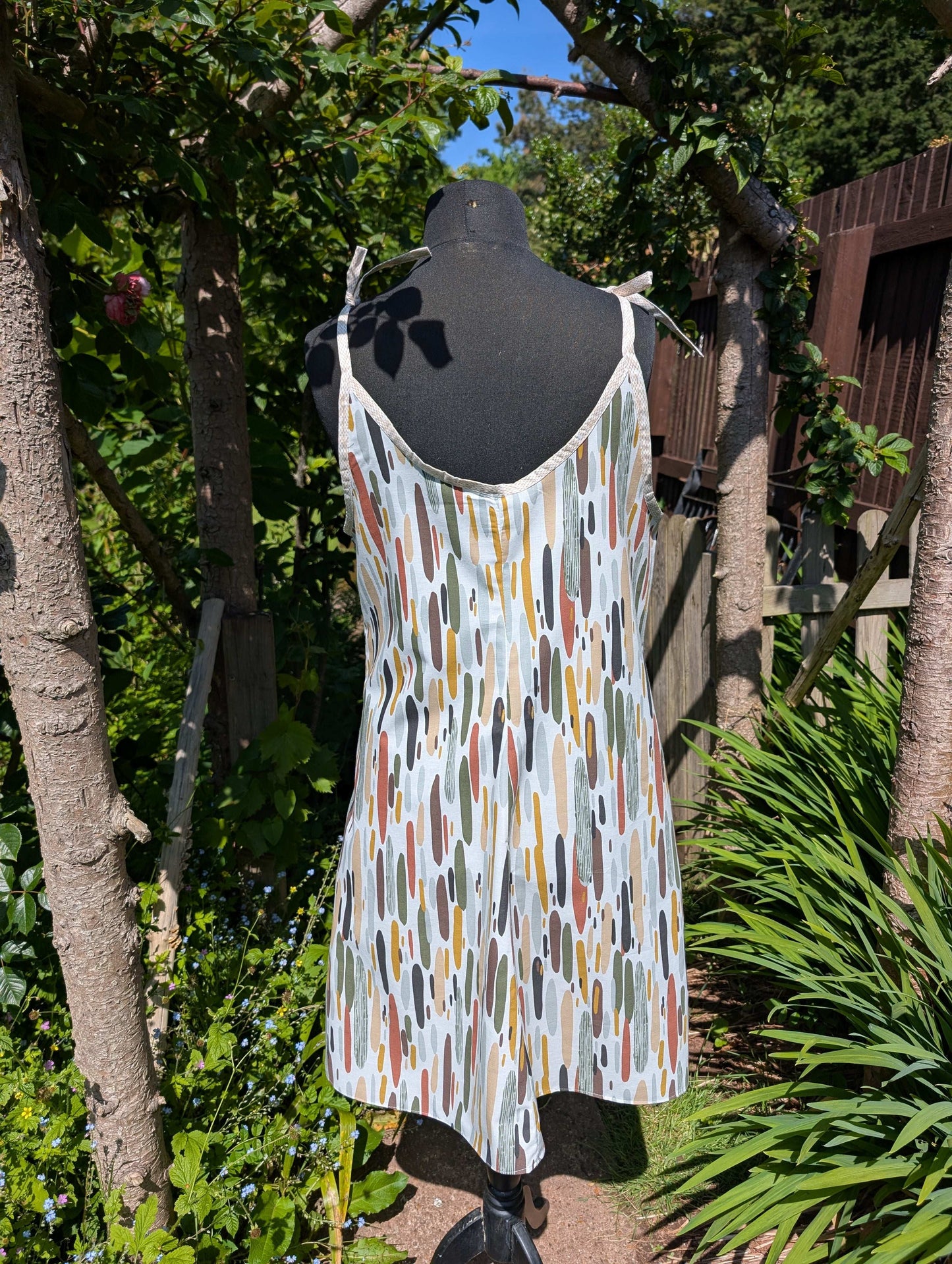 Strappy dress size 18, pretty dress, ladies clothing, stripes dress, mid length dress, sleeveless dress, summer dress,reworked dress