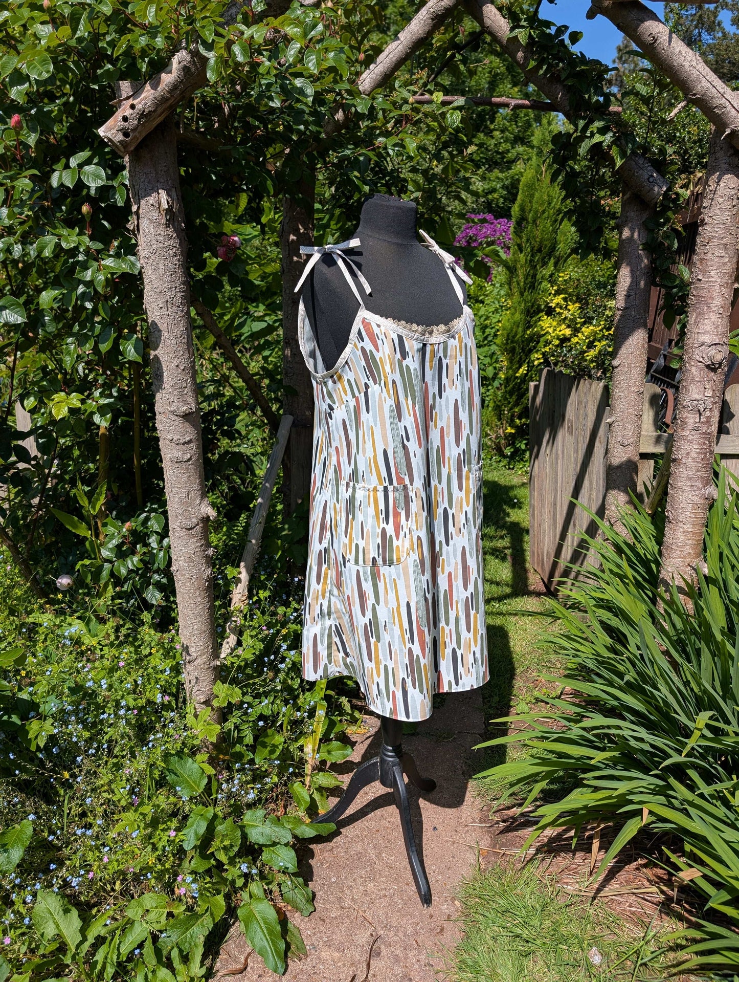 Strappy dress size 18, pretty dress, ladies clothing, stripes dress, mid length dress, sleeveless dress, summer dress,reworked dress