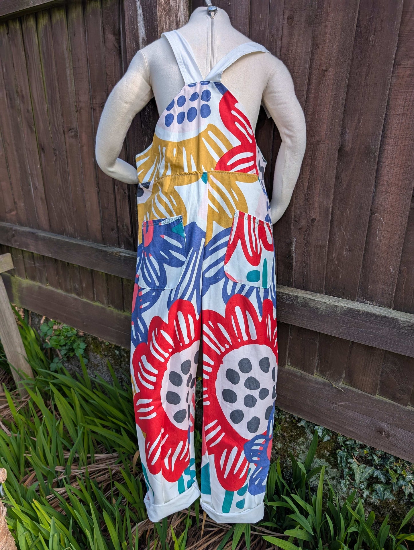 Dungarees child- romper-age 7-8yrs-playsuit-jumpsuit- floral kids clothes-sustainable kids outfit-pretty child clothes-summer child-holiday