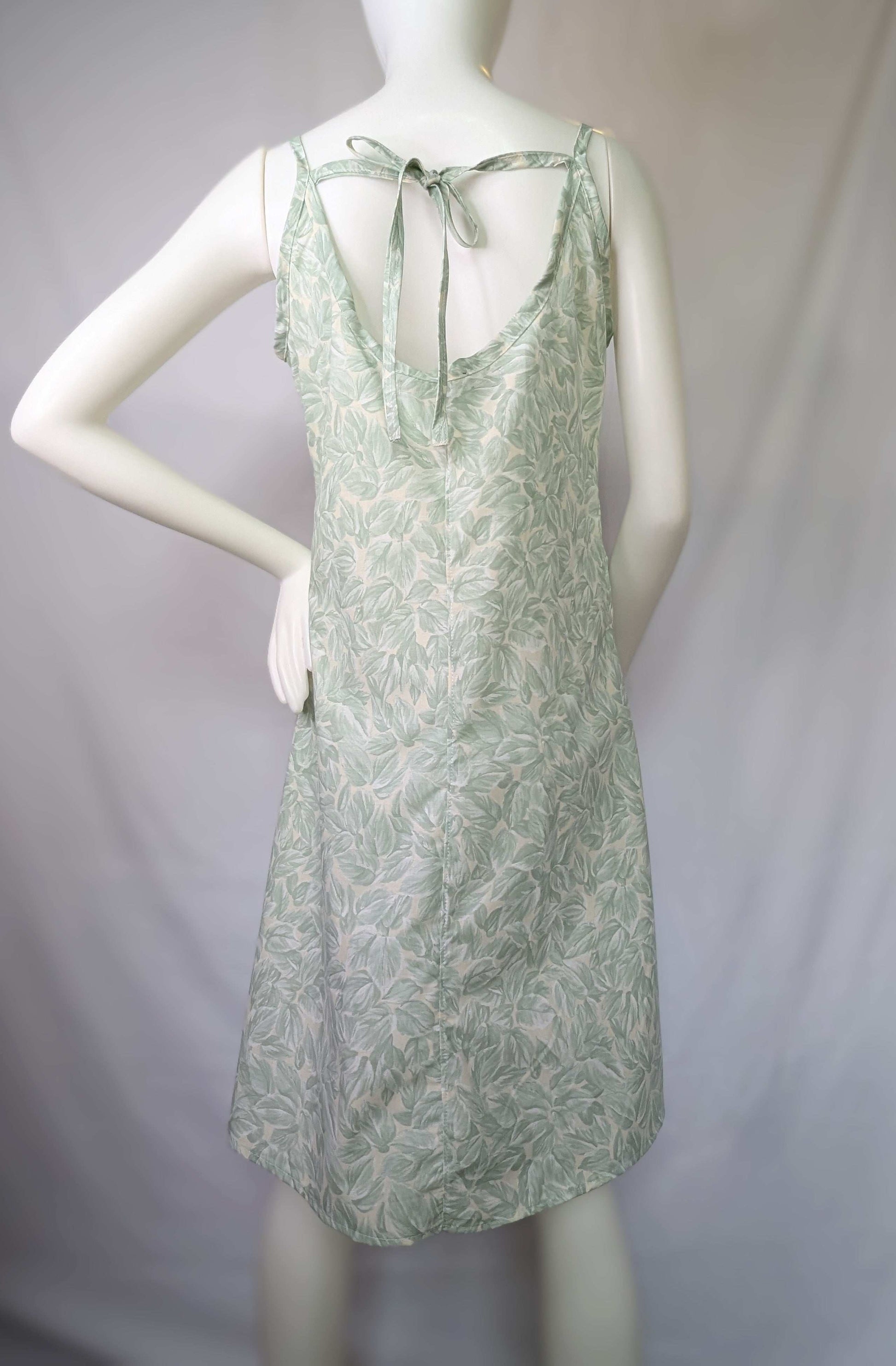 Strappy dress size 12, pretty dress, ladies clothing, plants dress, mid length dress, sleeveless dress, summer dress,reworked dress