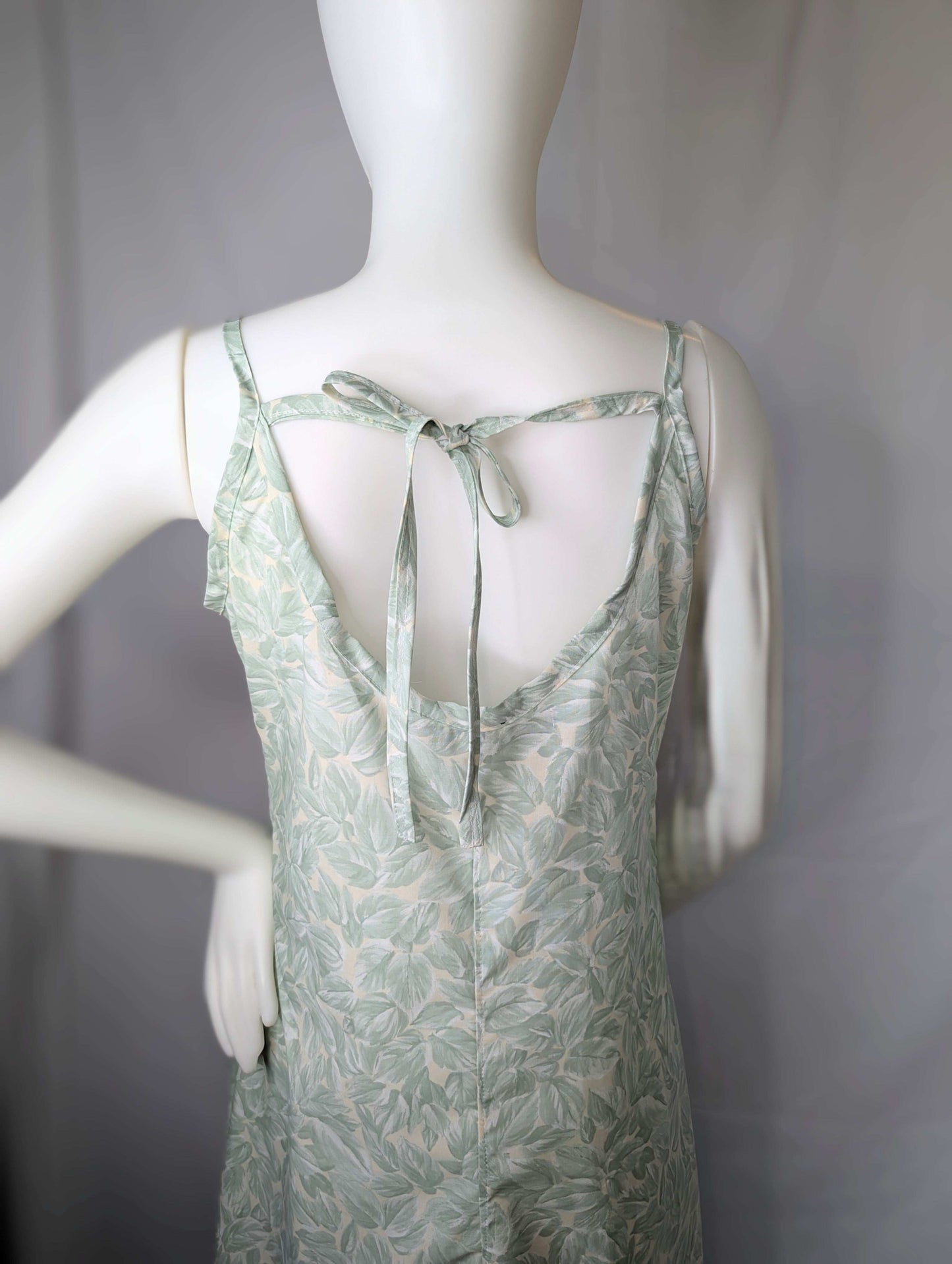 Strappy dress size 12, pretty dress, ladies clothing, plants dress, mid length dress, sleeveless dress, summer dress,reworked dress