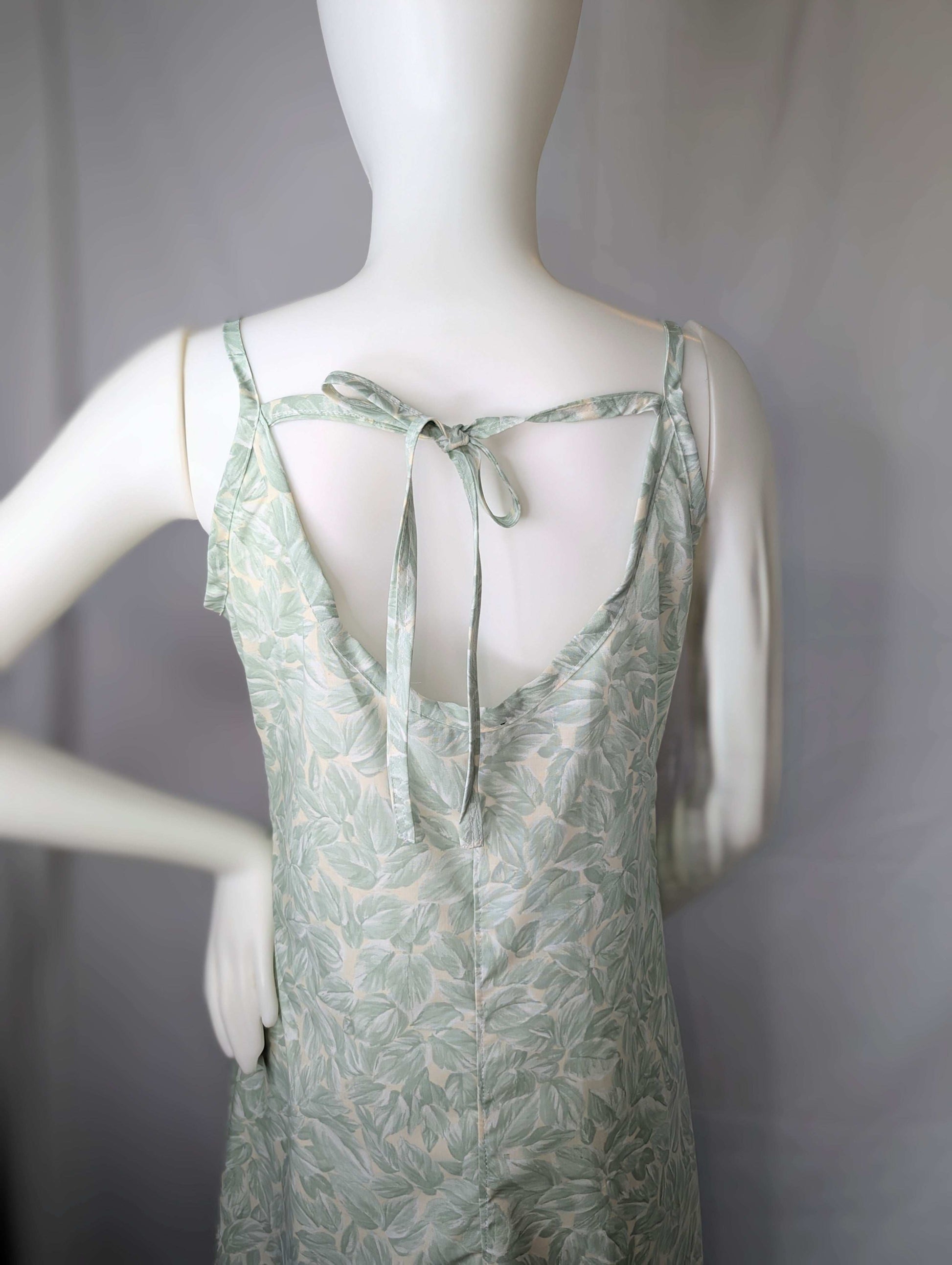 Strappy dress size 12, pretty dress, ladies clothing, plants dress, mid length dress, sleeveless dress, summer dress,reworked dress