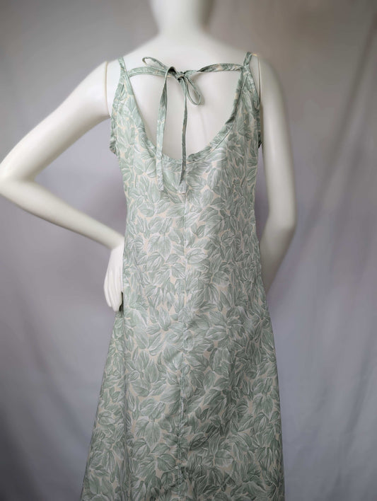 Strappy dress size 12, pretty dress, ladies clothing, plants dress, mid length dress, sleeveless dress, summer dress,reworked dress