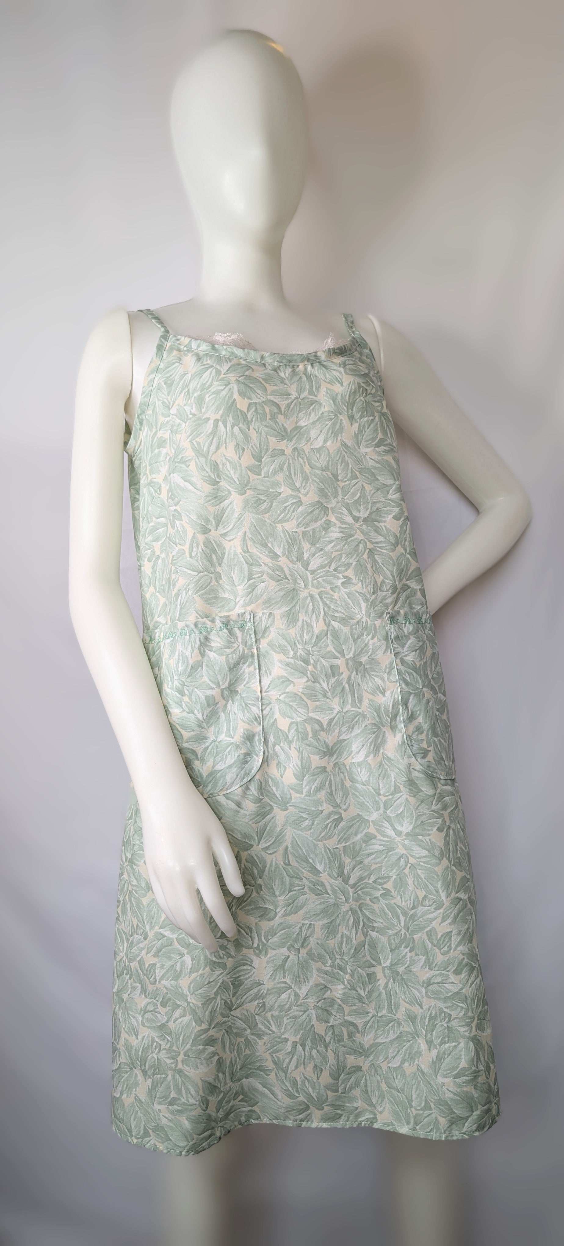 Strappy dress size 12, pretty dress, ladies clothing, plants dress, mid length dress, sleeveless dress, summer dress,reworked dress