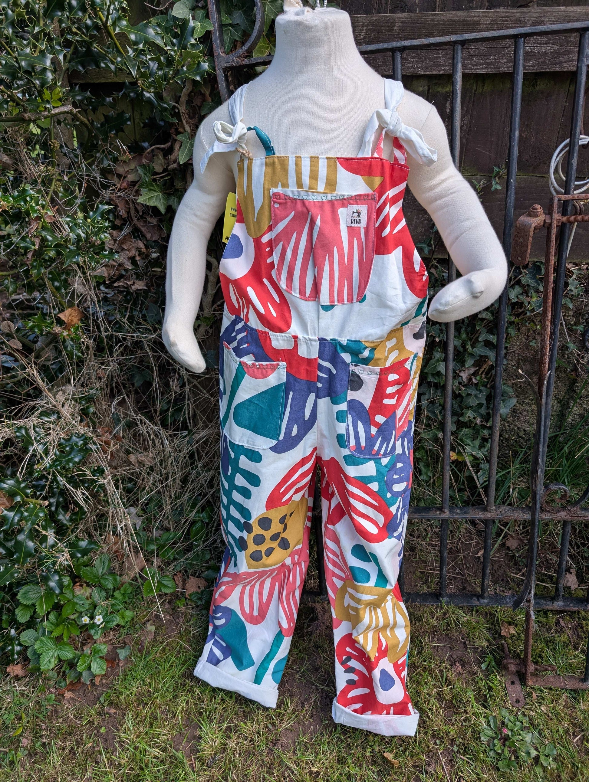 Dungarees child- romper-age 7-8yrs-playsuit-jumpsuit- floral kids clothes-sustainable kids outfit-pretty child clothes-summer child-holiday