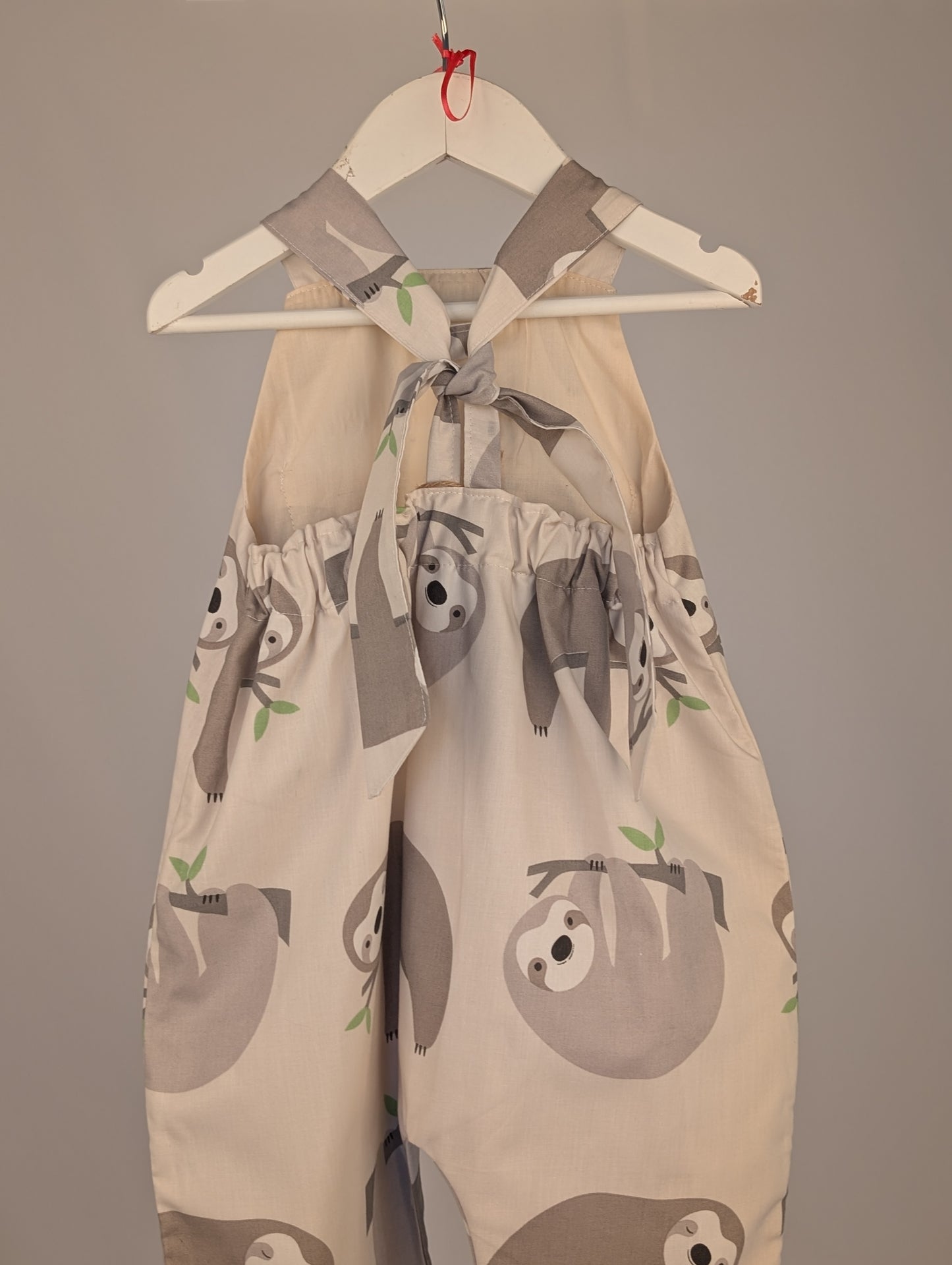 Sloth Dungarees, romper,(2-3y)  sustainable children's gift.