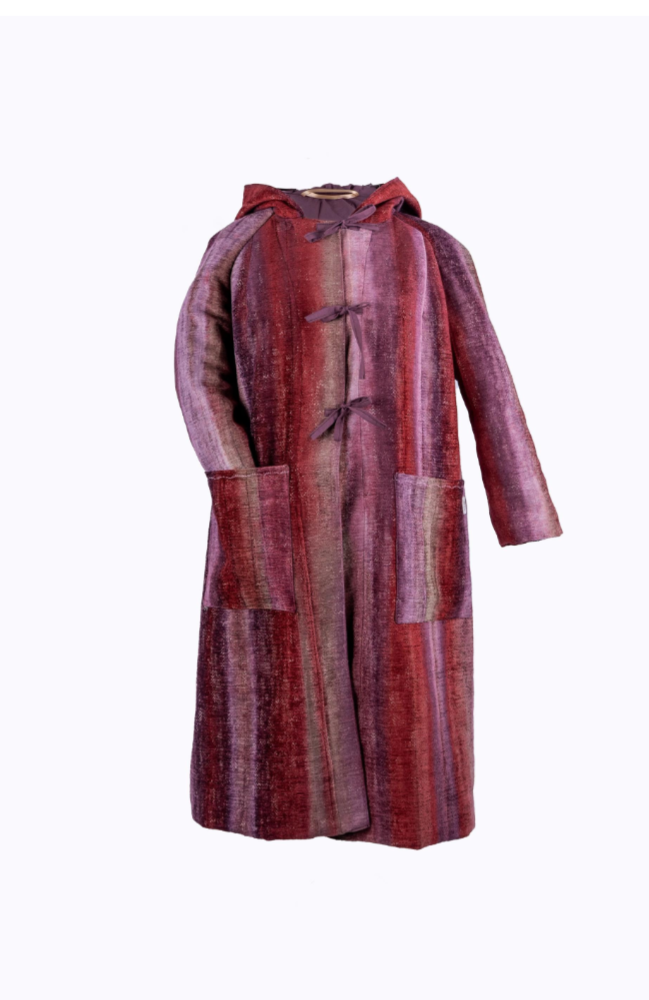 Coat size 14, unique blended purples design boho coat.