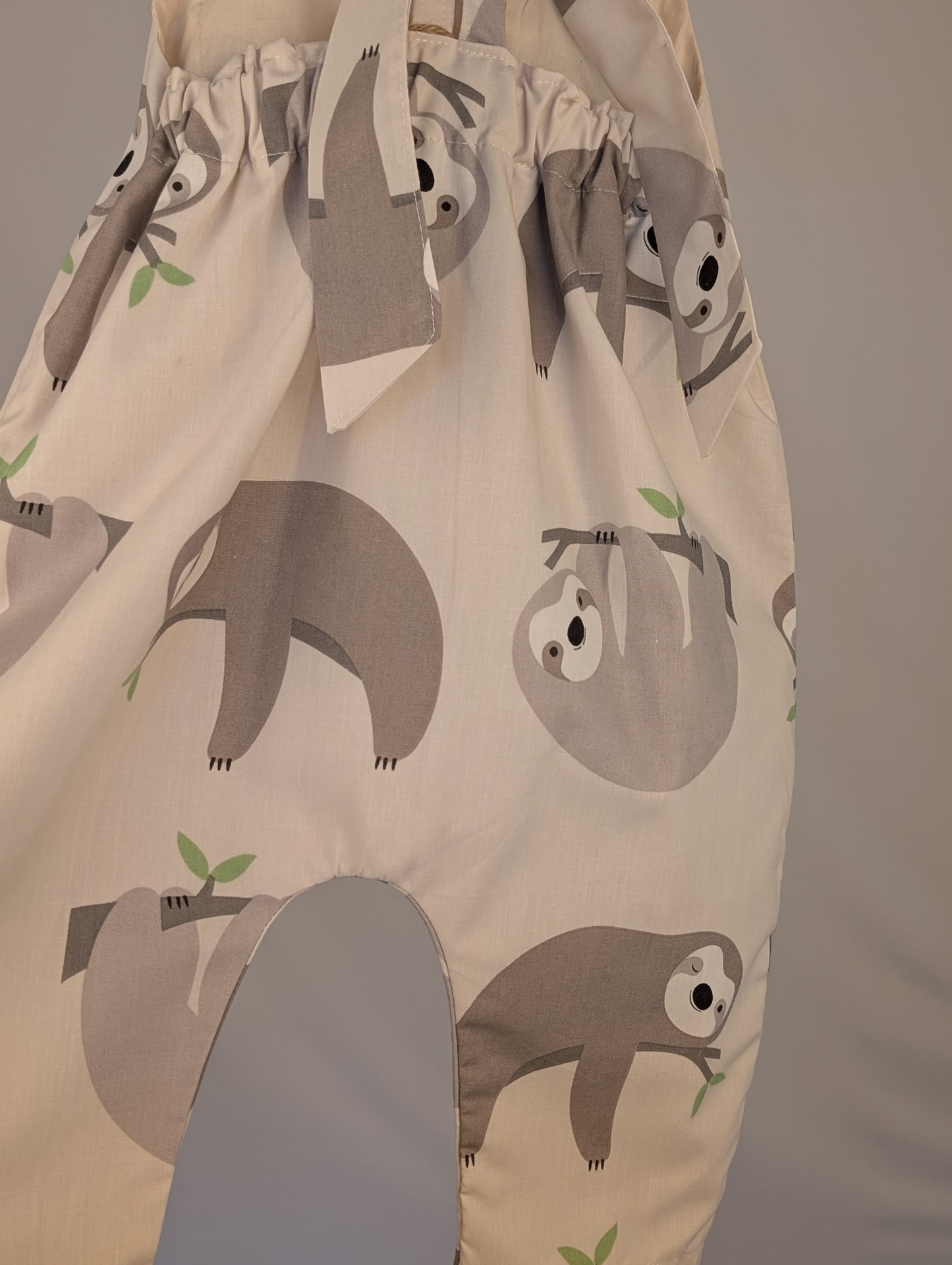 Sloth Dungarees, romper,(2-3y)  sustainable children's gift.