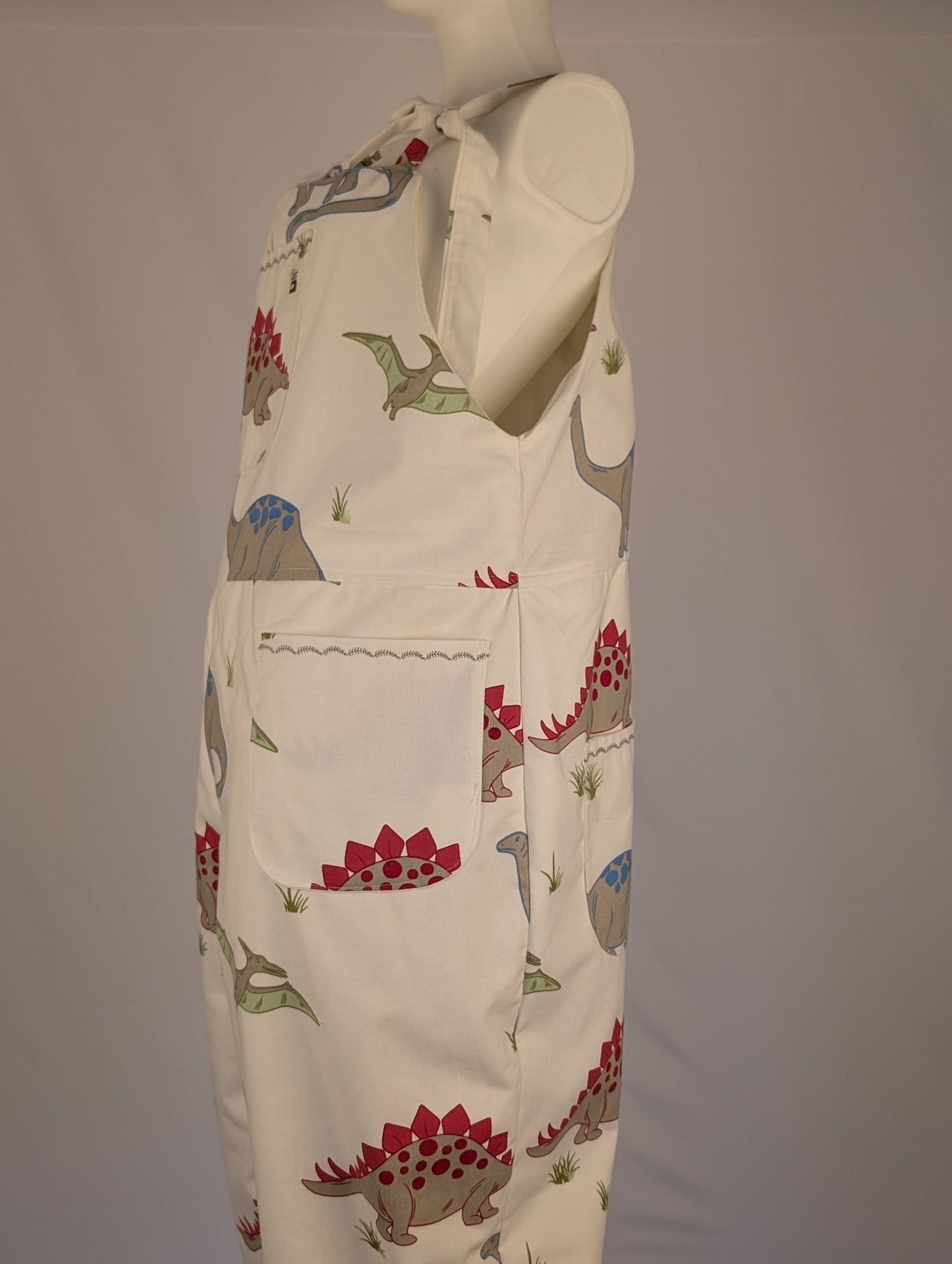 Upcycled Dinosaur Dungarees: Size 16-18/XL Baggy Fit Overalls
