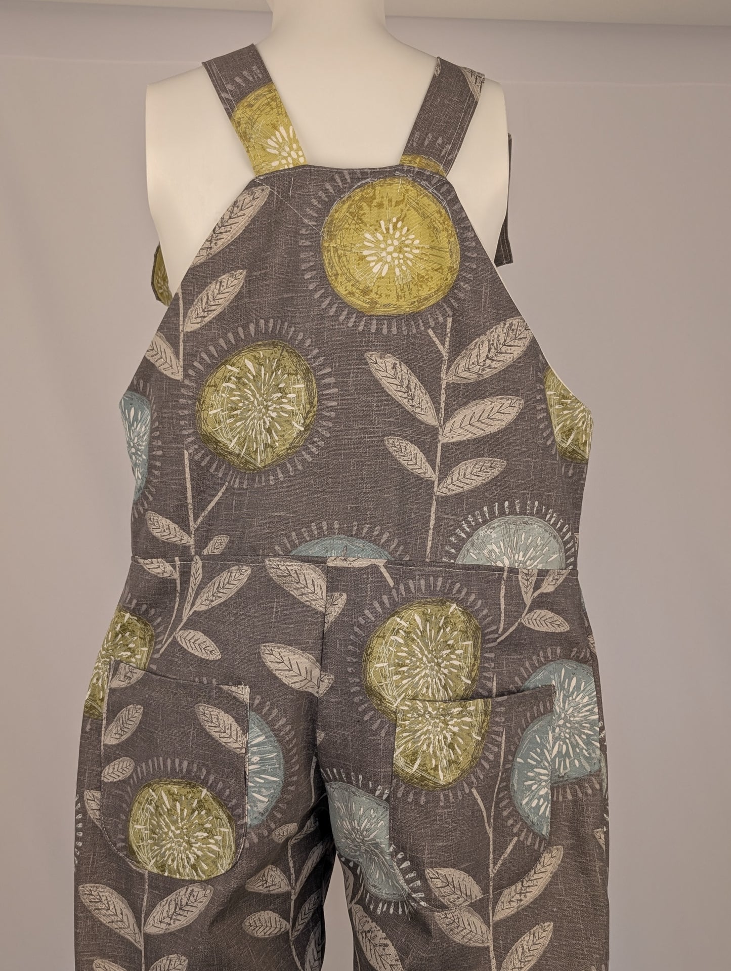 Dungarees size 12-modern floral print- tie top overalls-pretty floral jumpsuit