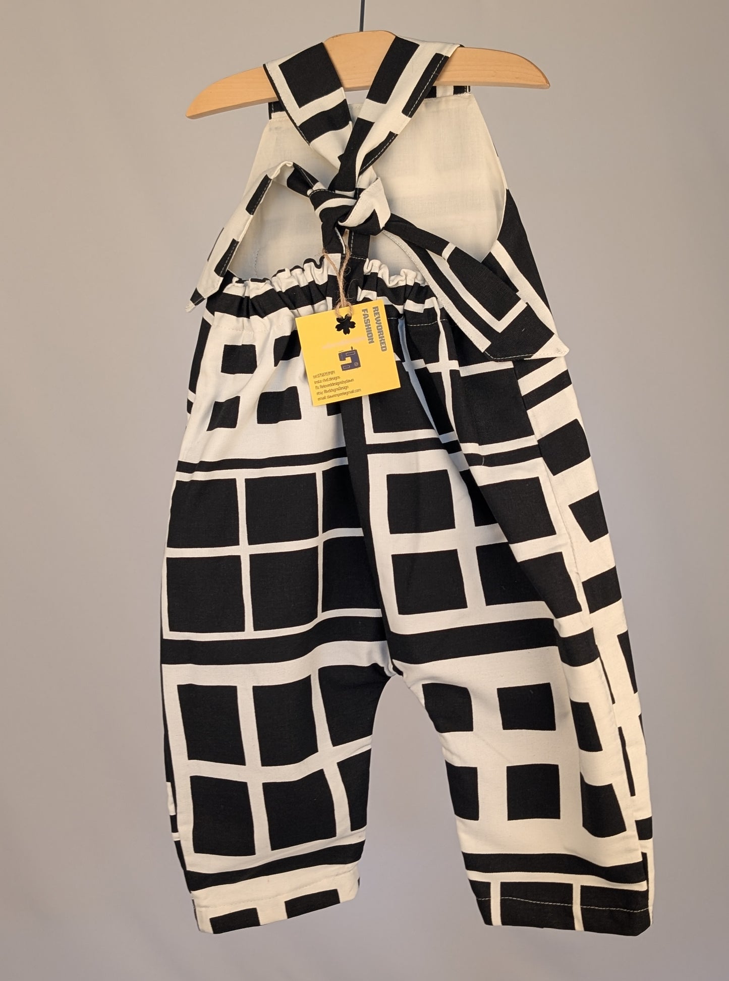 Check Dungarees, romper,(2-3y)  sustainable children's gift.