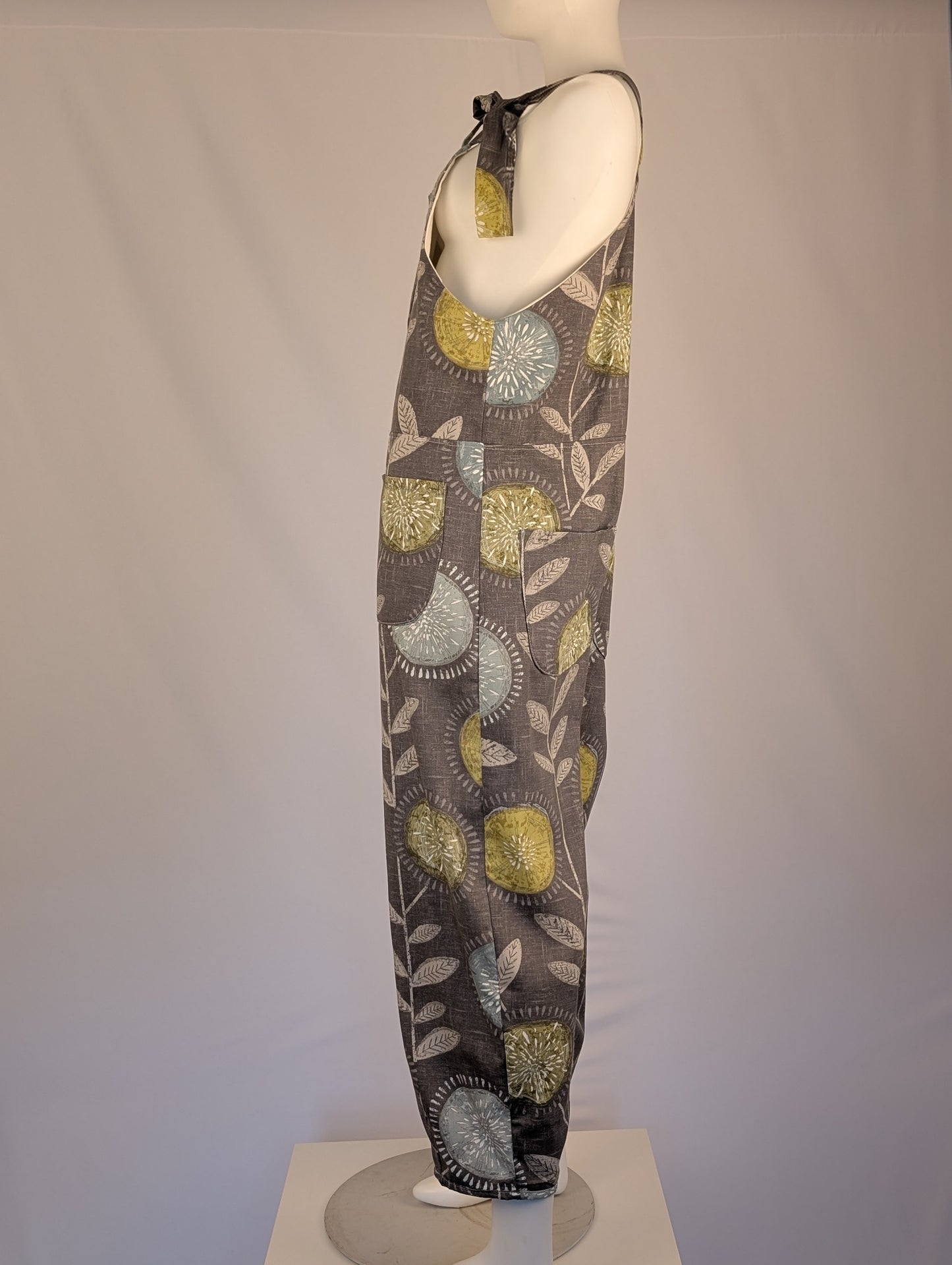 Dungarees size 12-modern floral print- tie top overalls-pretty floral jumpsuit