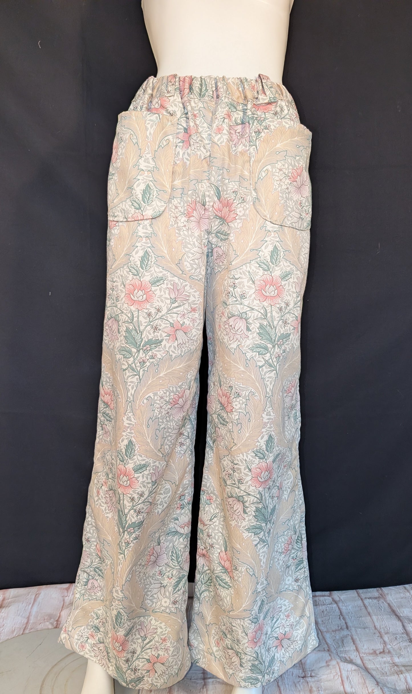 Reworked Floral Wide Leg Trousers: Size 16 Pants