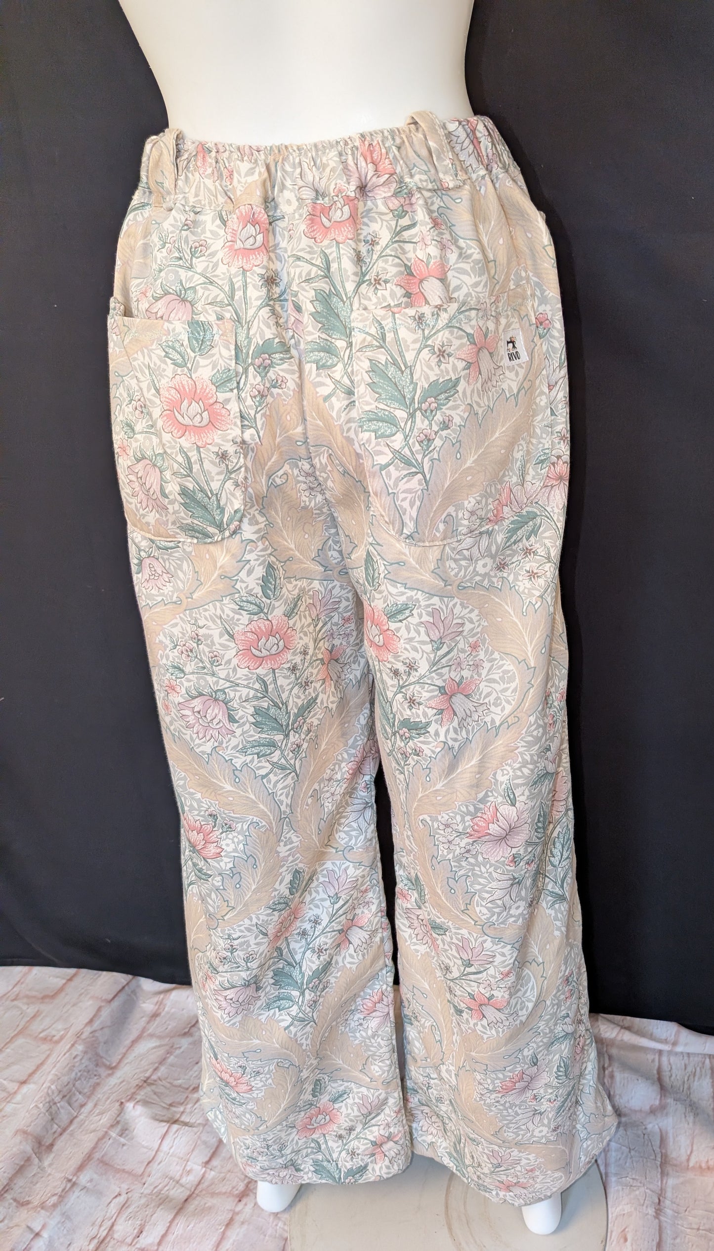 Reworked Floral Wide Leg Trousers: Size 16 Pants
