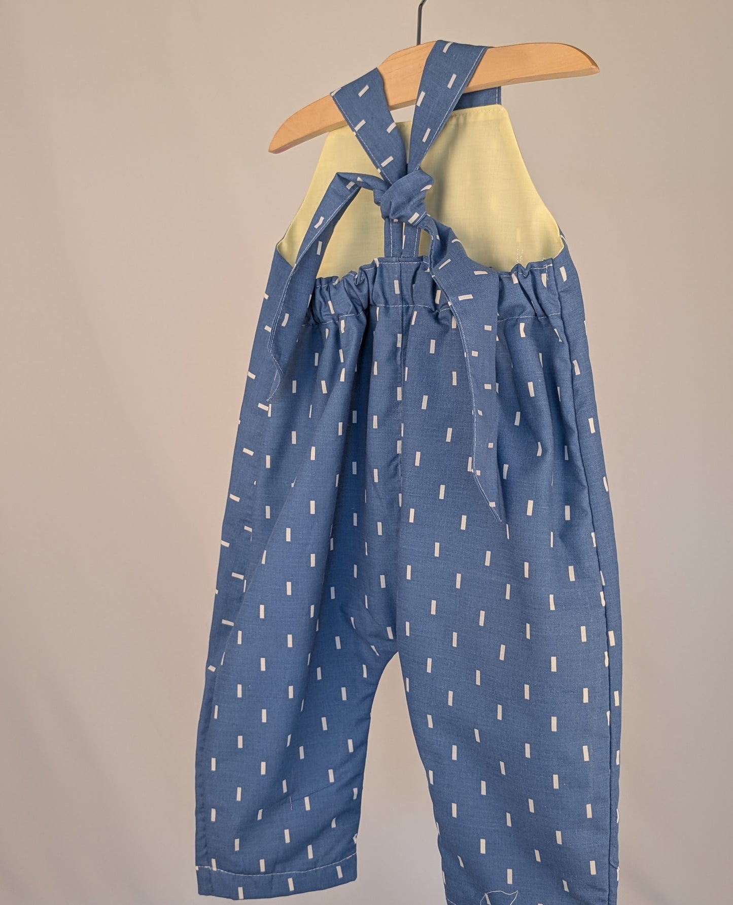 Fleck Blue Dungarees, romper,(12-18m)  sustainable children's gift.