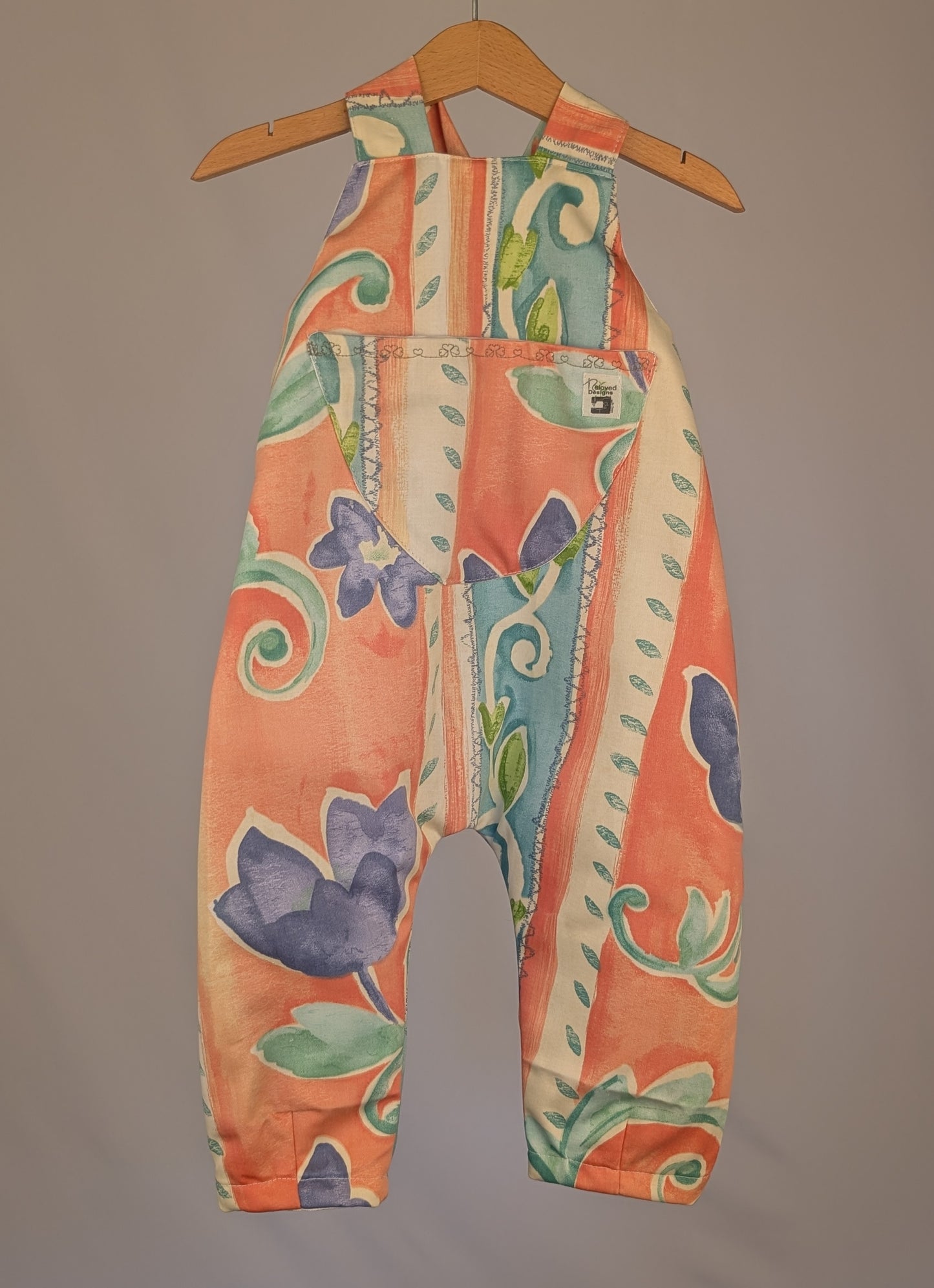 Dungarees,cute vintage tulip romper,(12-18m)  sustainable children's gift.