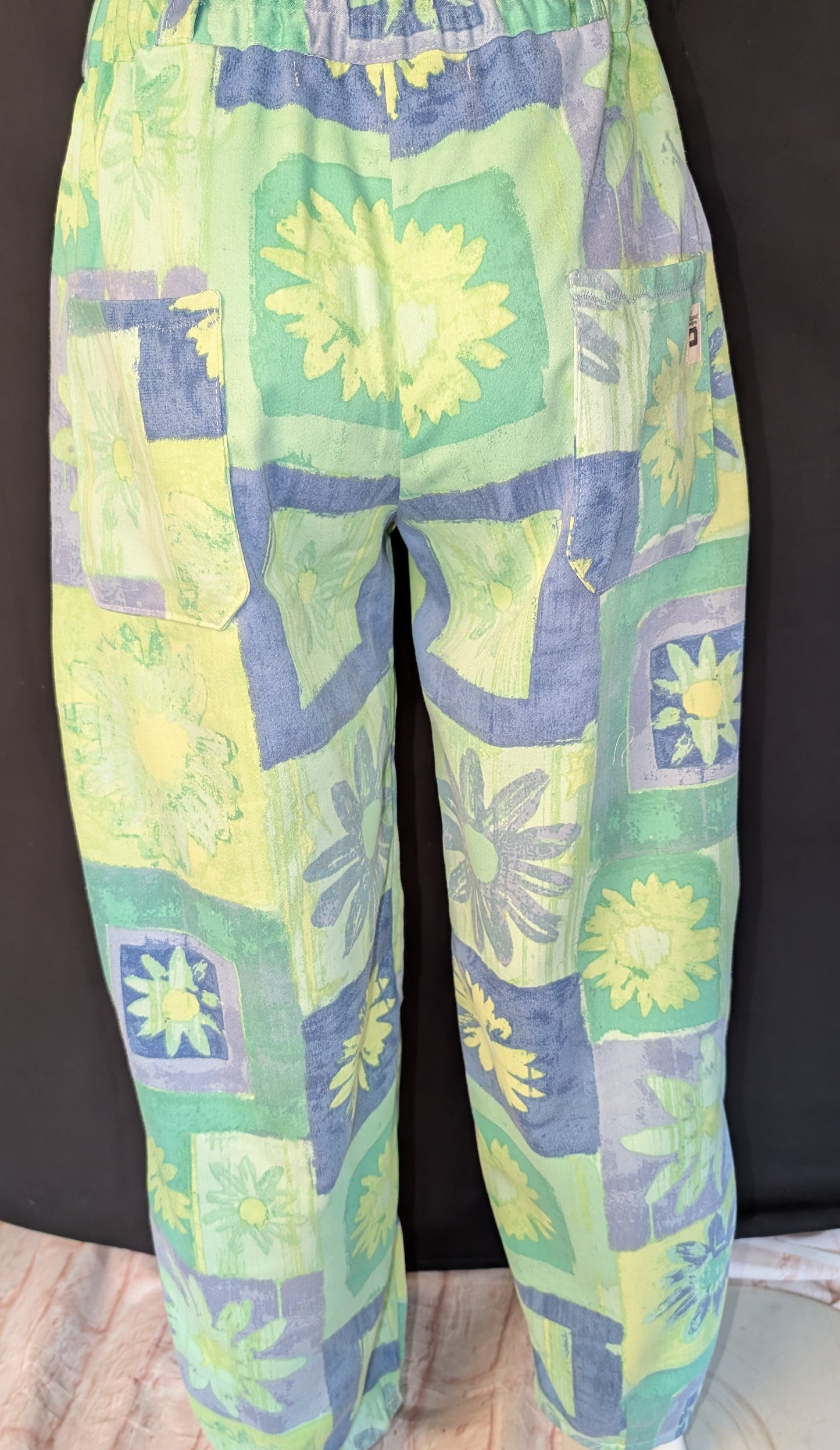Retro Vibe: Upcycled 90s pattern Trousers, Size 12 - Eco-Friendly Fashion