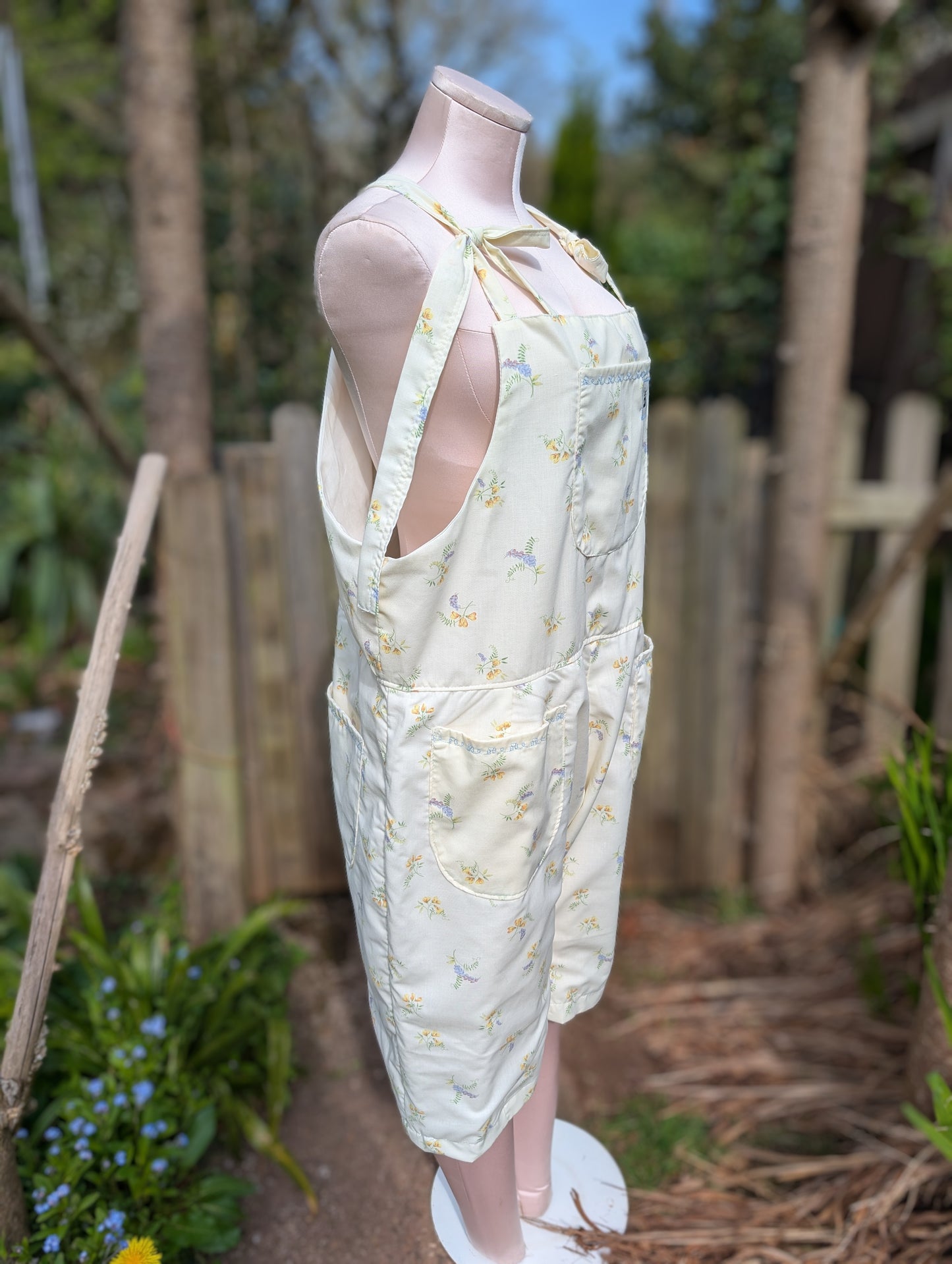 Dungarees-size 14-cottage style floral dungarees-jumpsuit-all-in-one-pantsuit-vintage floral pattern-whimsy-barn-cropped dungarees-summer