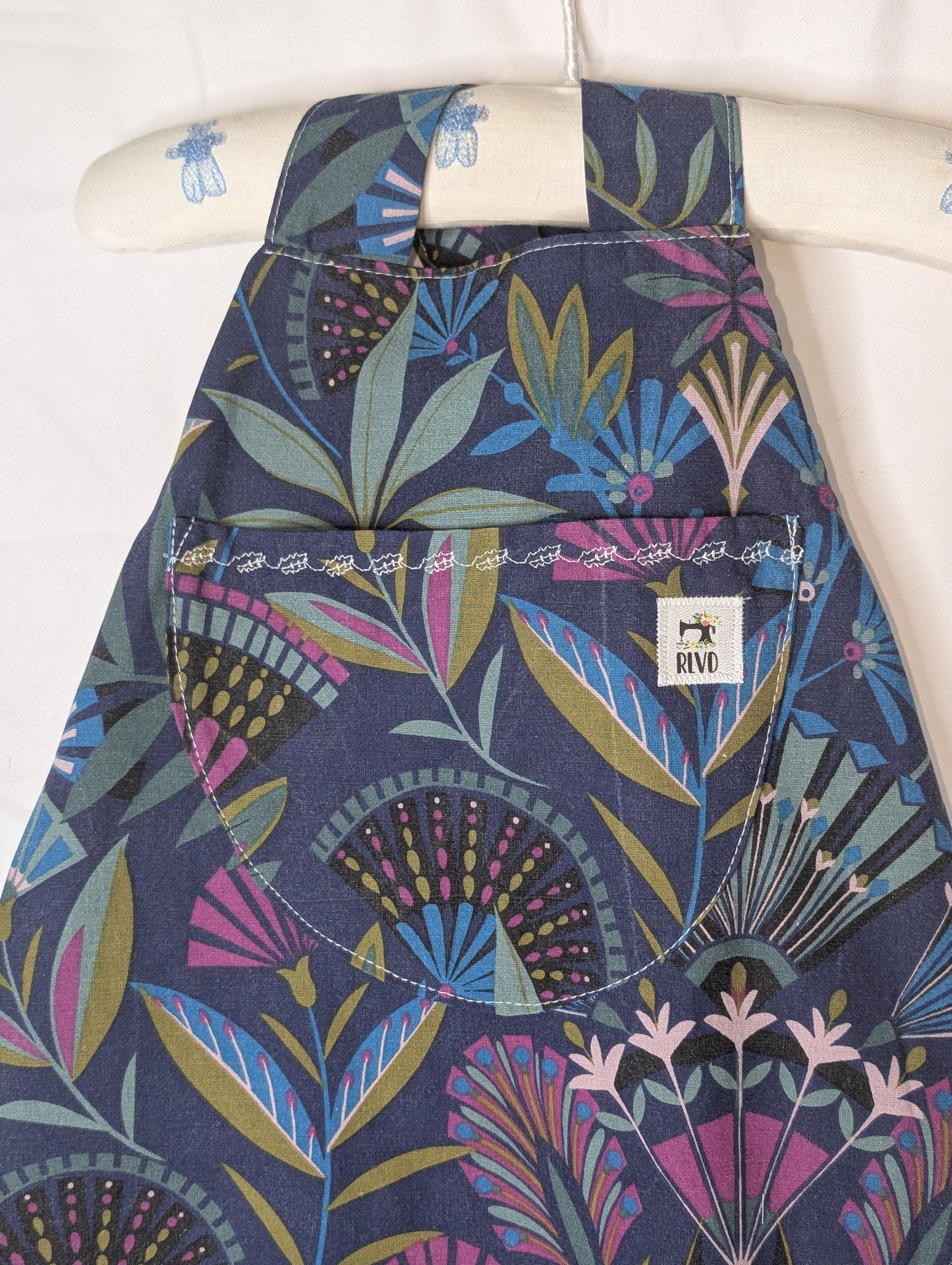 Baby-toddler dungarees-romper-12-18m clothing-child's dungarees-floral print-baby all in one-baby suit-sustainable baby gift.