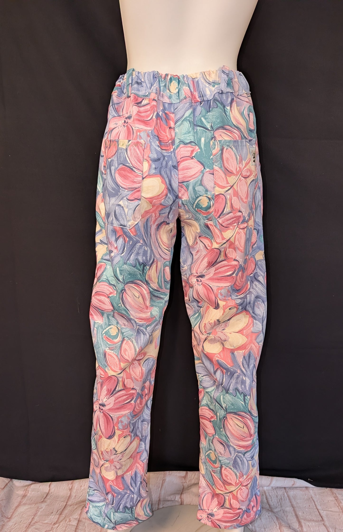 Vintage Vibe: Upcycled - tulips Pattern Trousers, Size 12 - Eco-Friendly Fashion