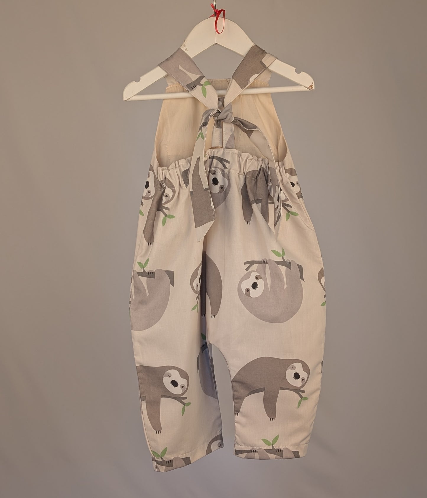Sloth Dungarees, romper,(2-3y)  sustainable children's gift.