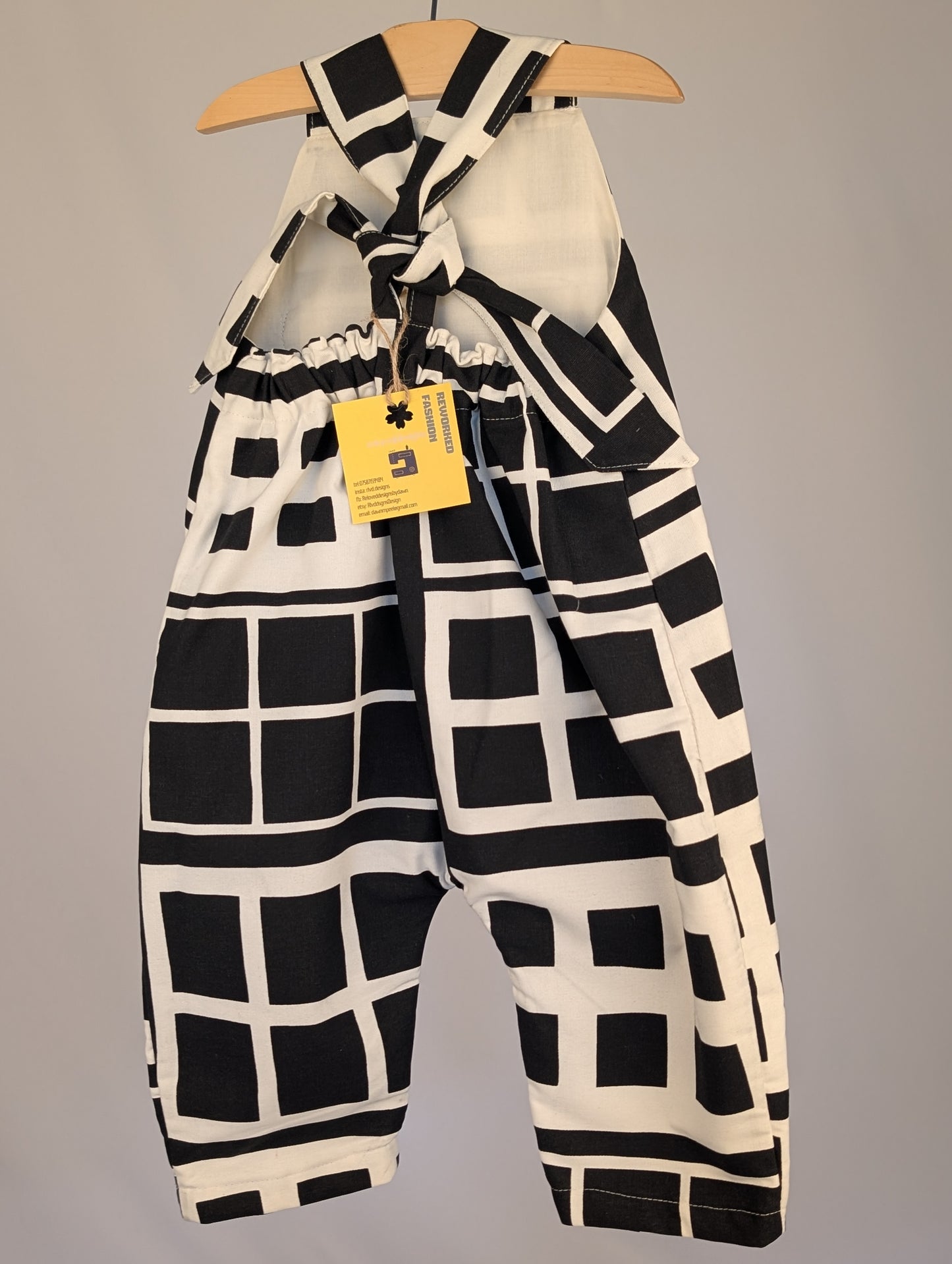 Check Dungarees, romper,(2-3y)  sustainable children's gift.