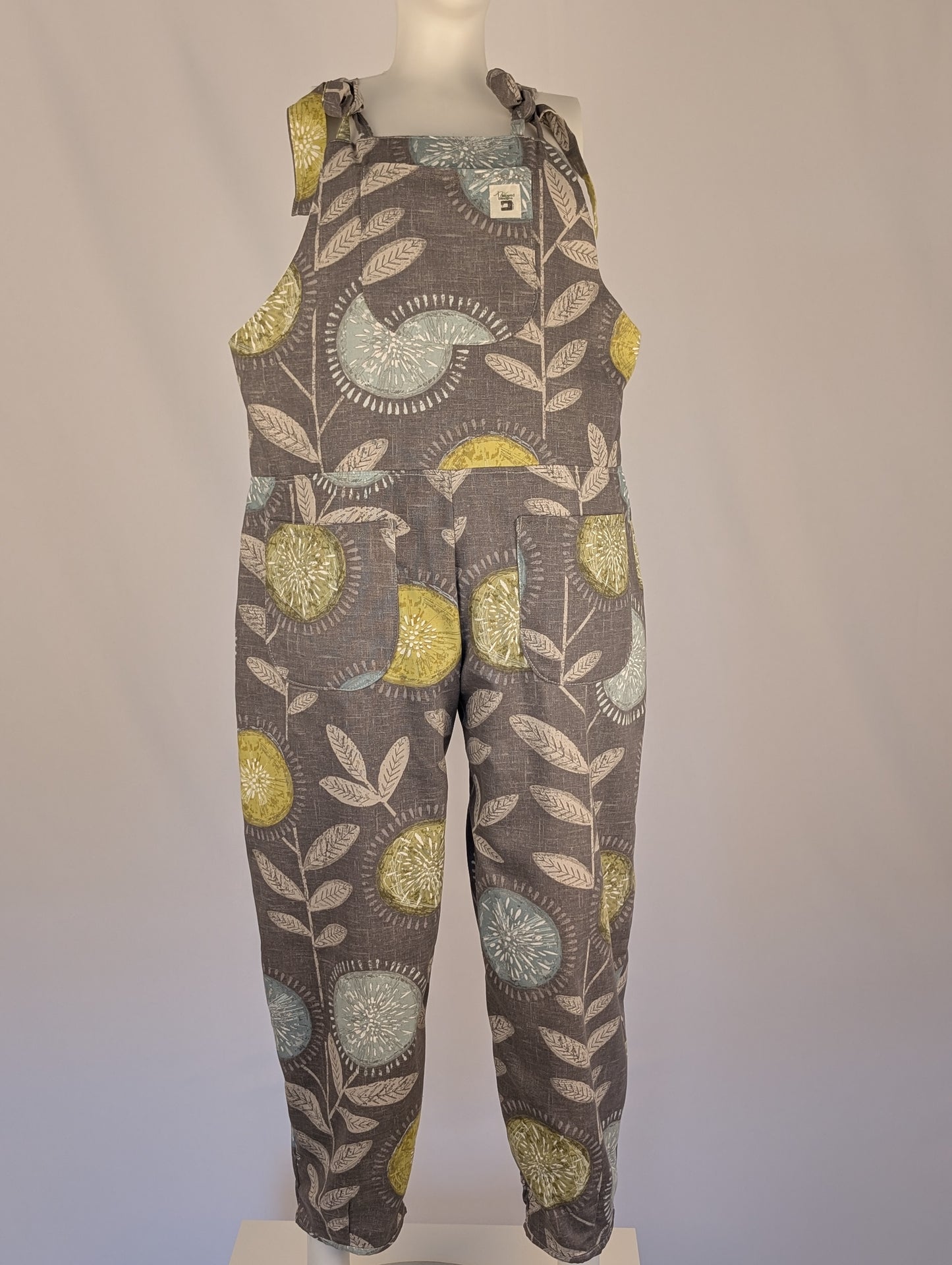 Dungarees size 12-modern floral print- tie top overalls-pretty floral jumpsuit