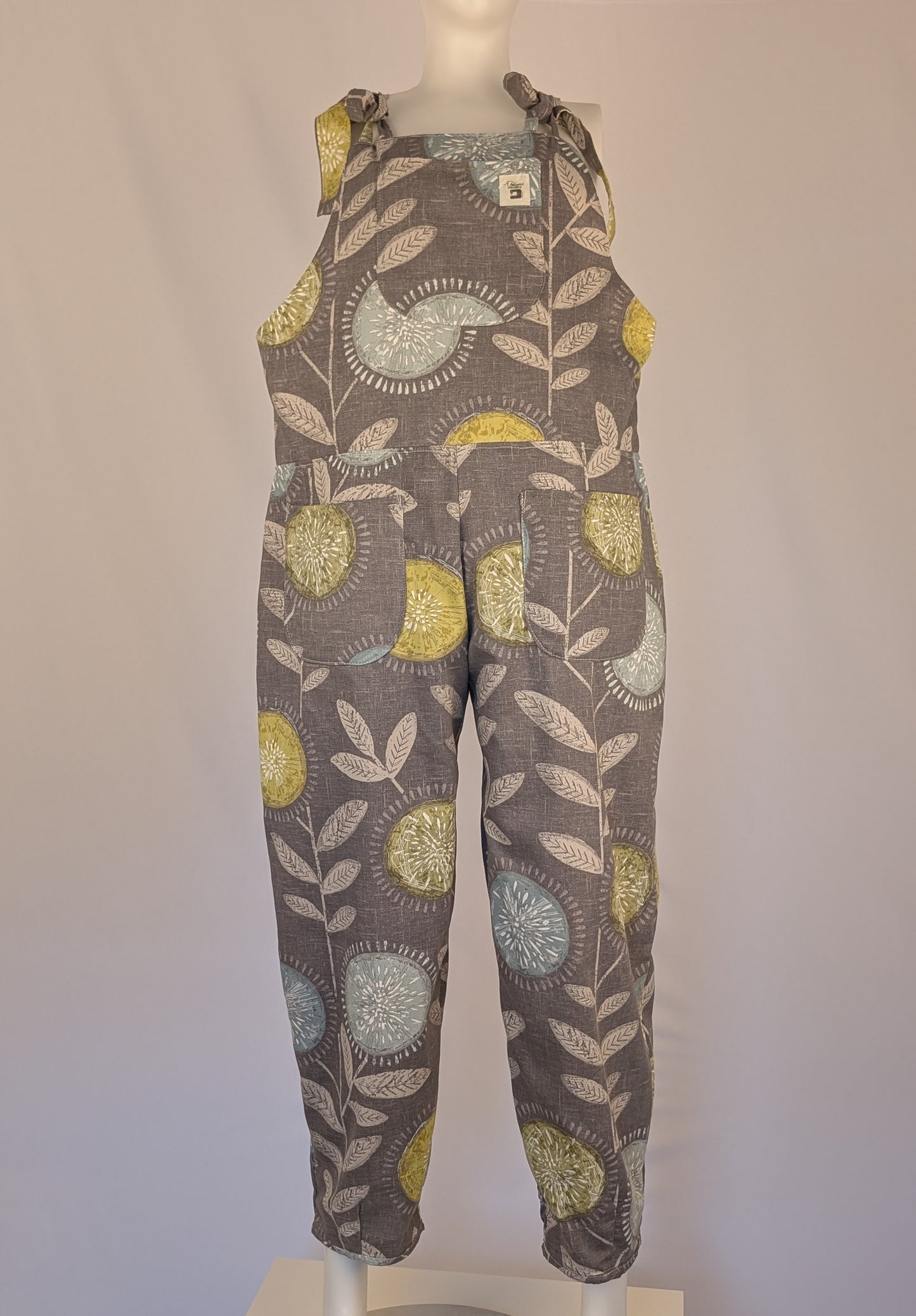 Dungarees size 12-modern floral print- tie top overalls-pretty floral jumpsuit