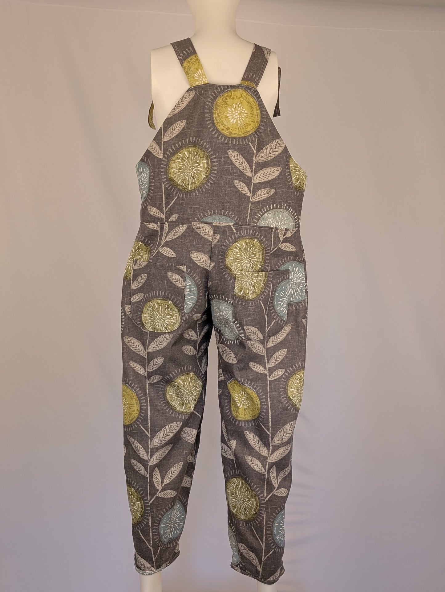 Dungarees size 12-modern floral print- tie top overalls-pretty floral jumpsuit