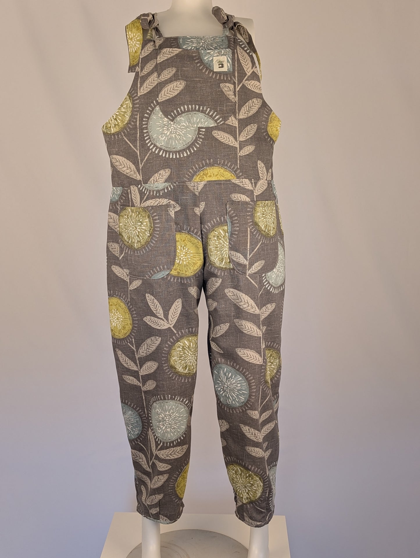 Dungarees size 12-modern floral print- tie top overalls-pretty floral jumpsuit