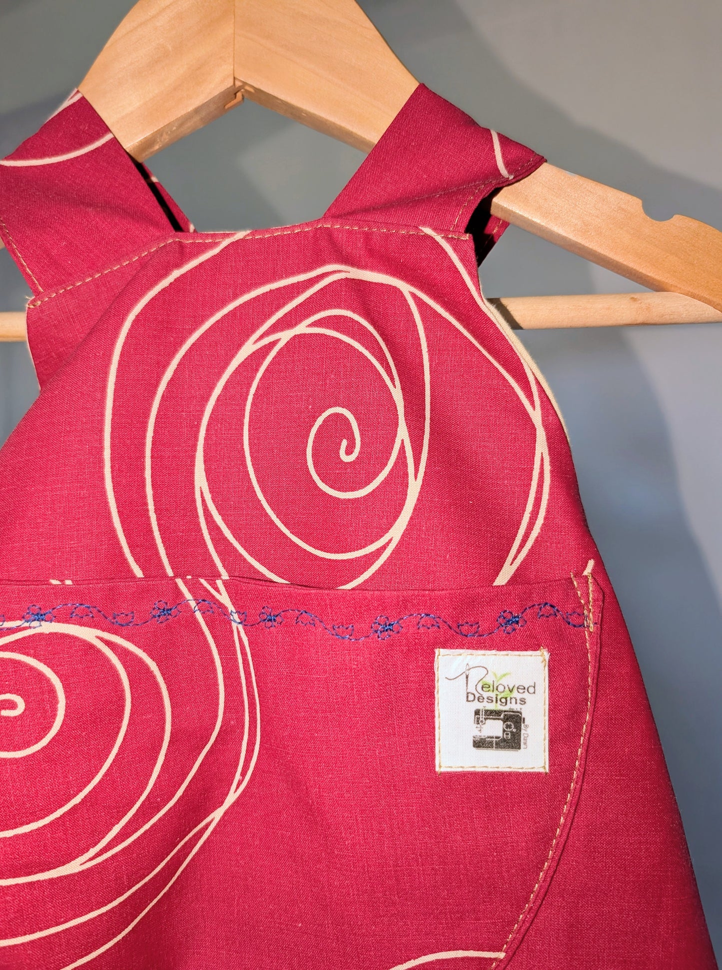 Patterned Pink Baby Dungarees Romper: Upcycled Sustainable Baby Clothing (9-12m)