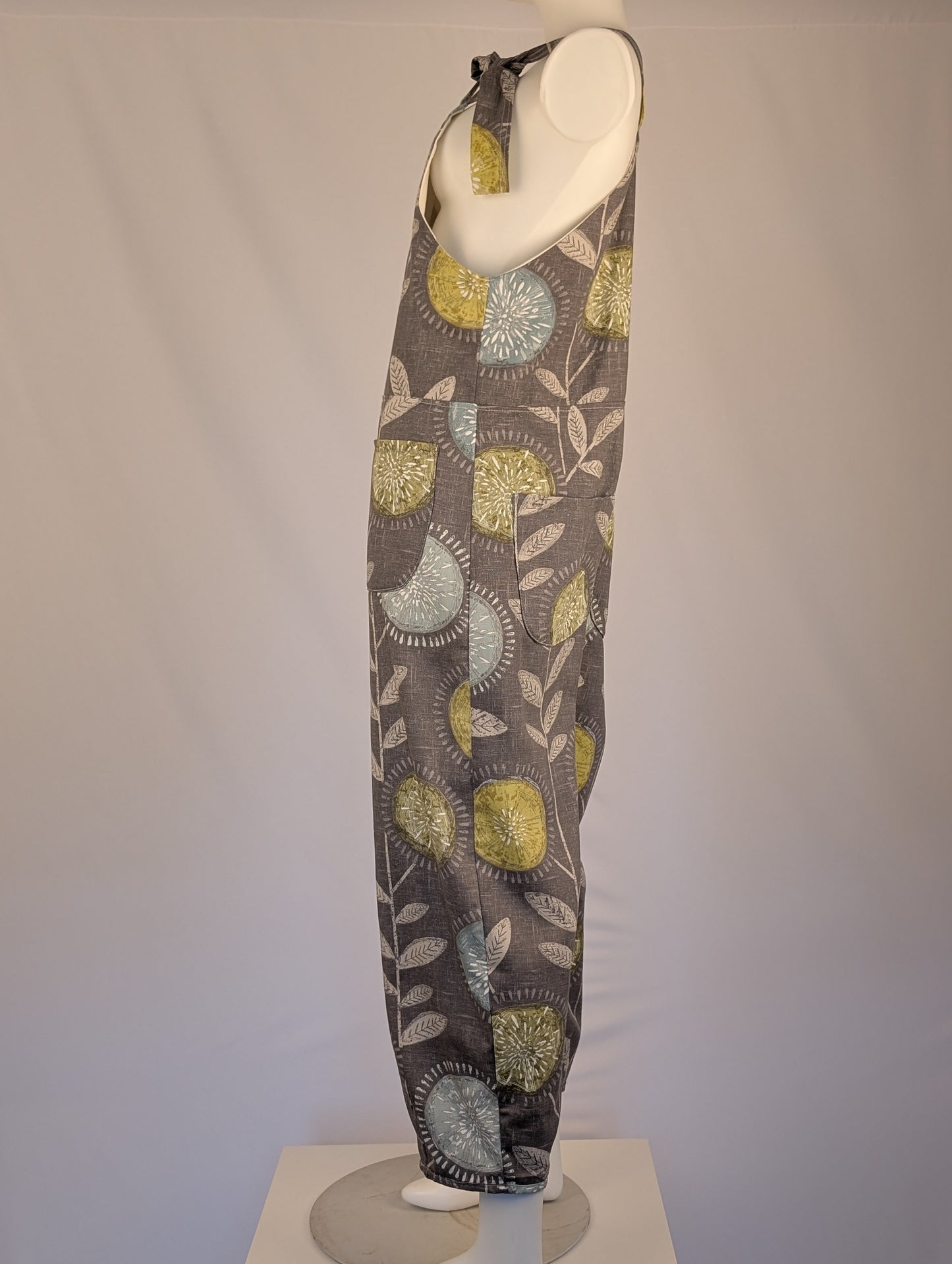 Dungarees size 12-modern floral print- tie top overalls-pretty floral jumpsuit