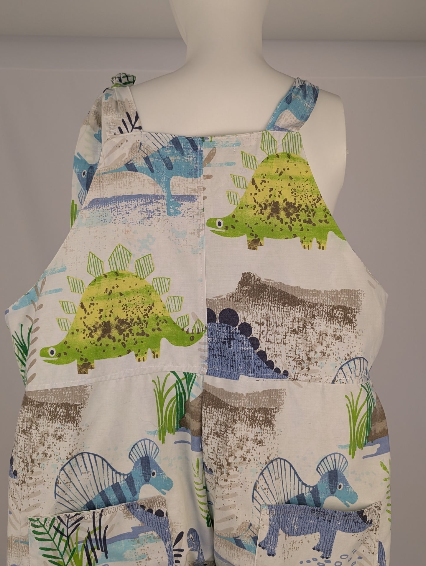 Upcycled Dinosaur Dungarees: Size 16-18/XL Baggy Fit Overalls