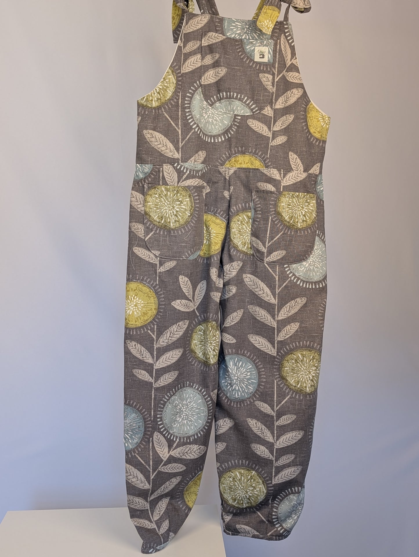 Dungarees size 12-modern floral print- tie top overalls-pretty floral jumpsuit