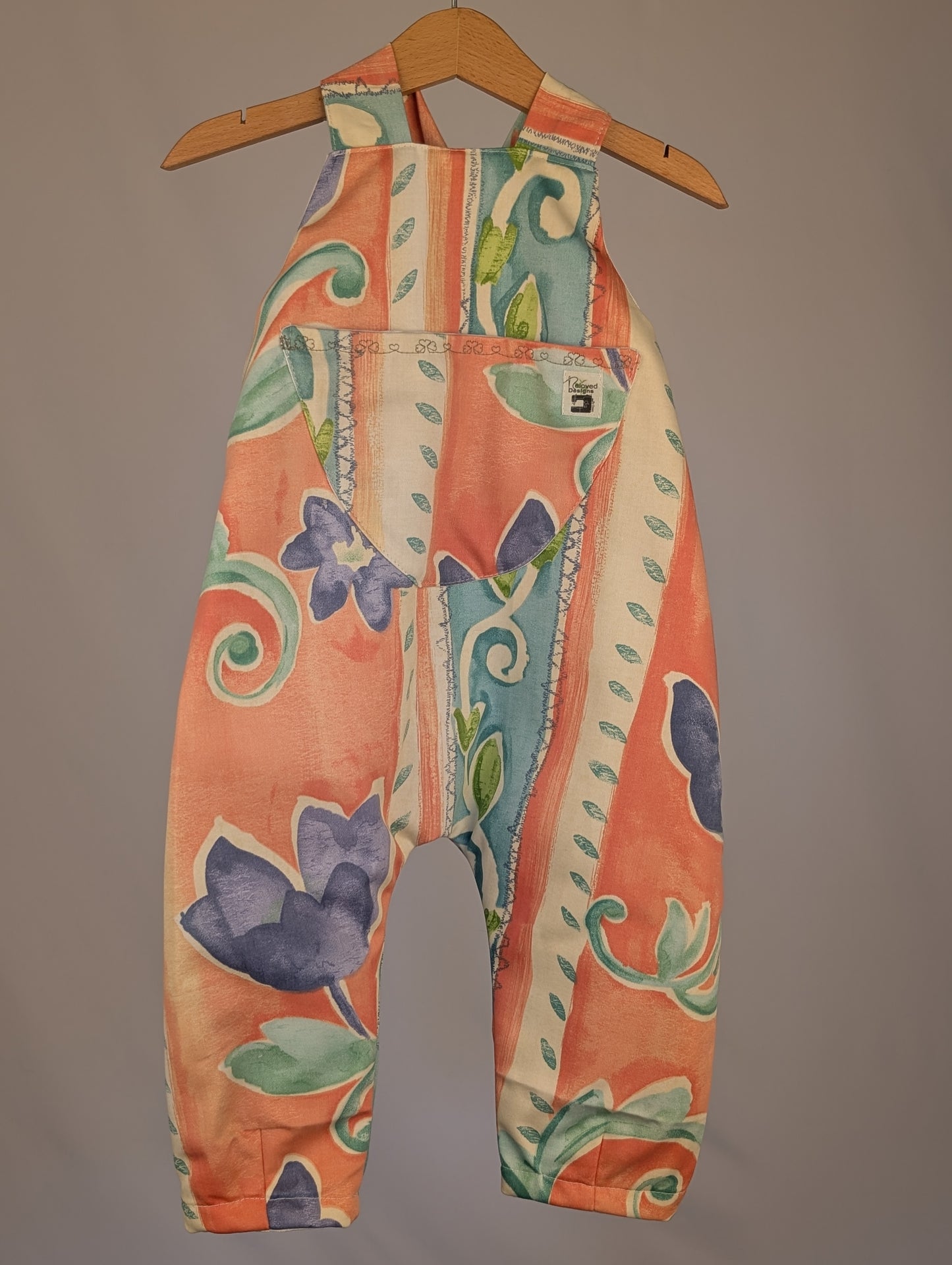 Dungarees,cute vintage tulip romper,(12-18m)  sustainable children's gift.