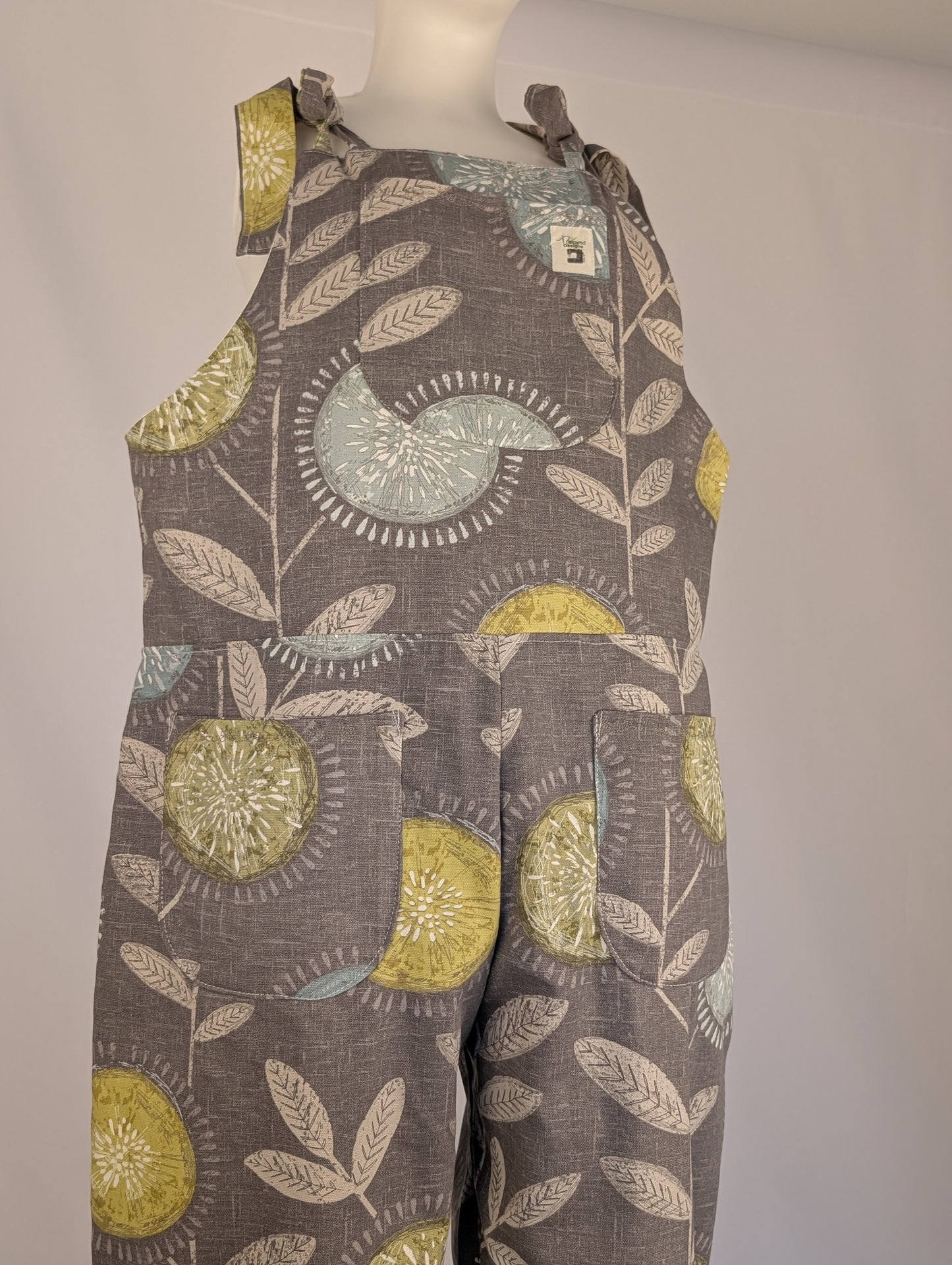 Dungarees size 12-modern floral print- tie top overalls-pretty floral jumpsuit