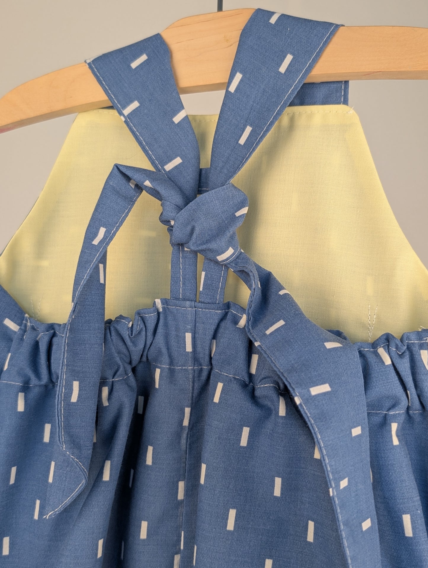 Fleck Blue Dungarees, romper,(12-18m)  sustainable children's gift.