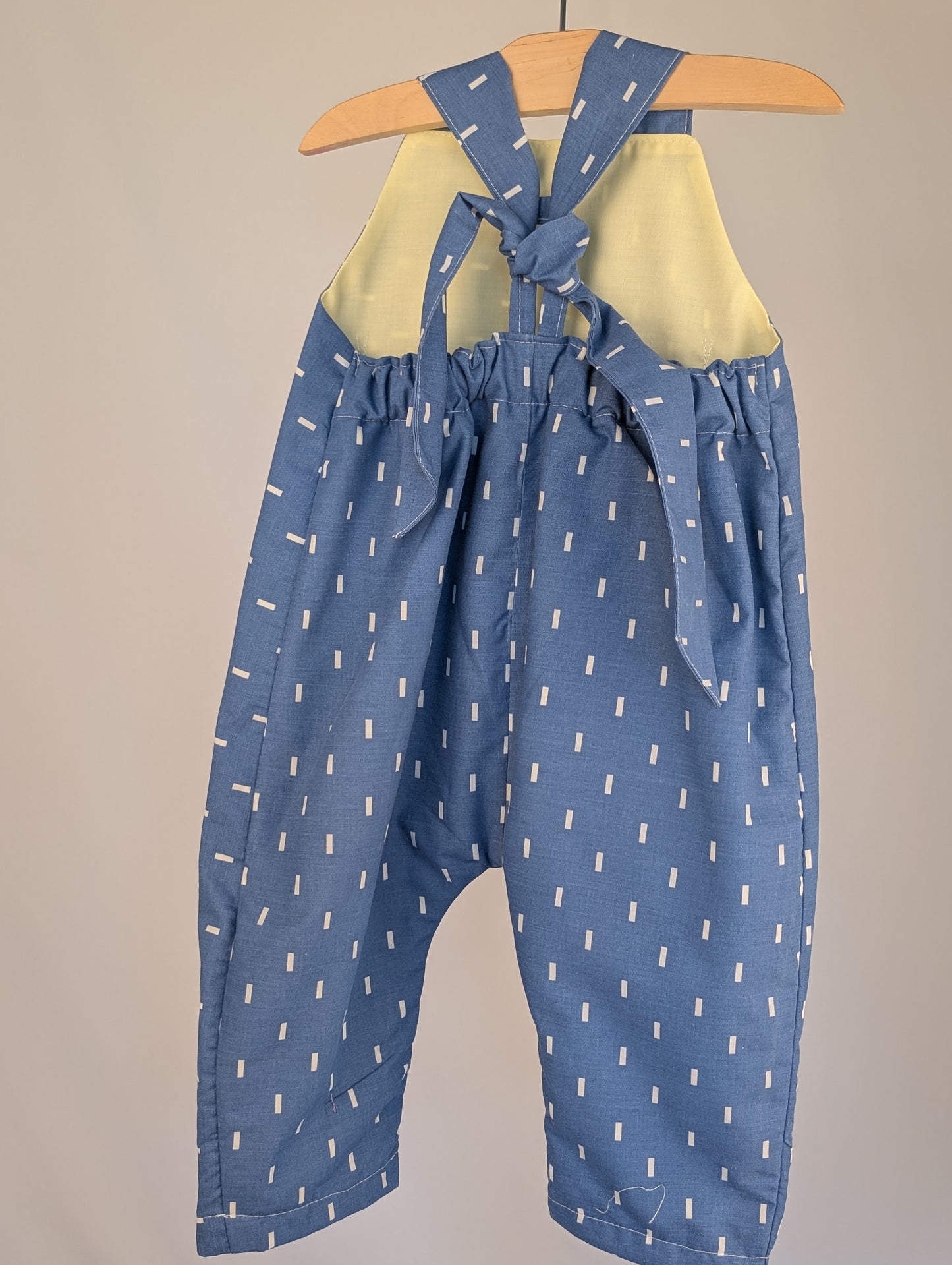 Fleck Blue Dungarees, romper,(12-18m)  sustainable children's gift.