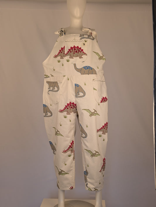 Upcycled Dinosaur Dungarees: Size 16-18/XL Baggy Fit Overalls