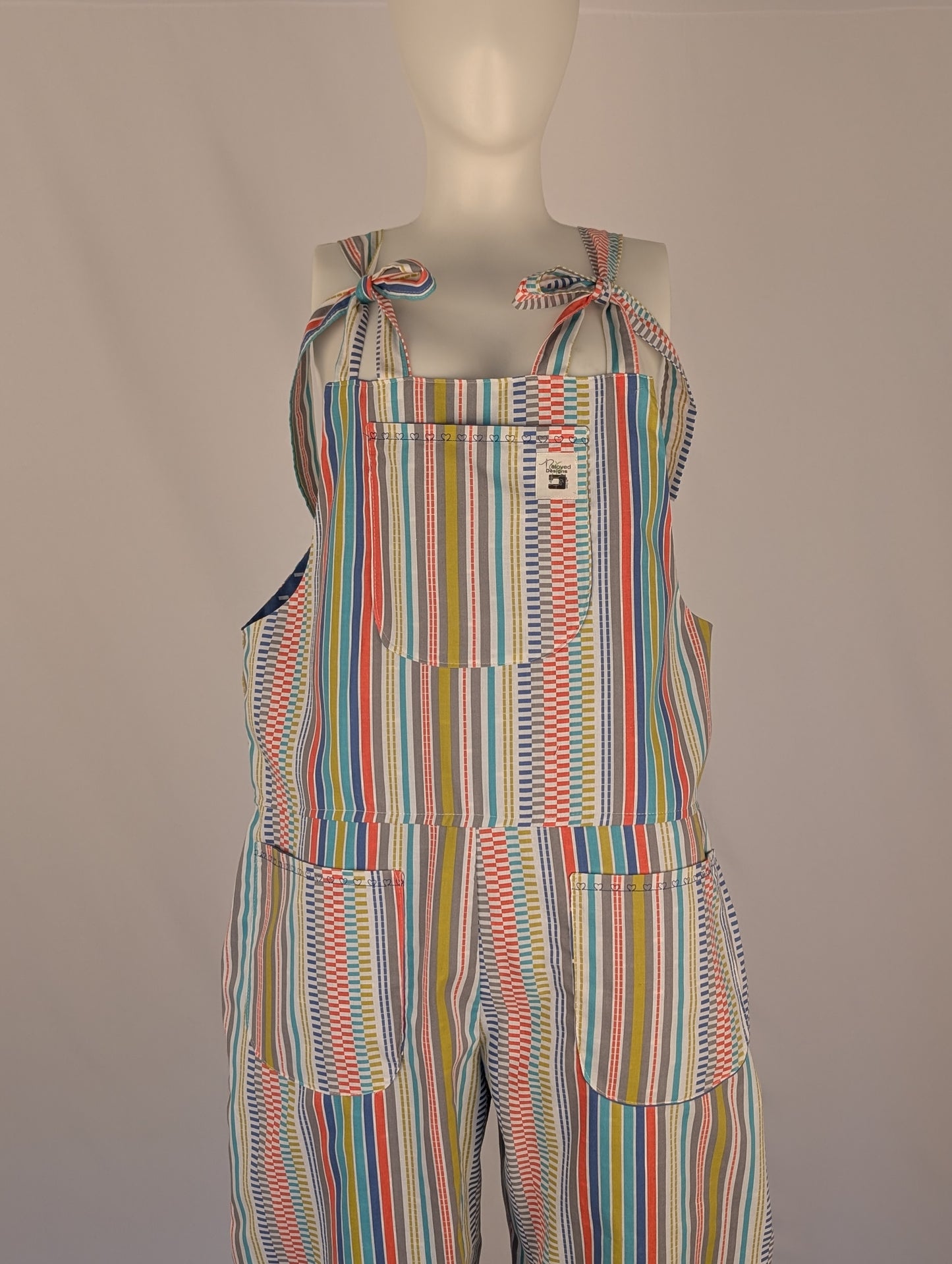 dungarees size 10 multi coloured stripe Dungarees, bright overalls.