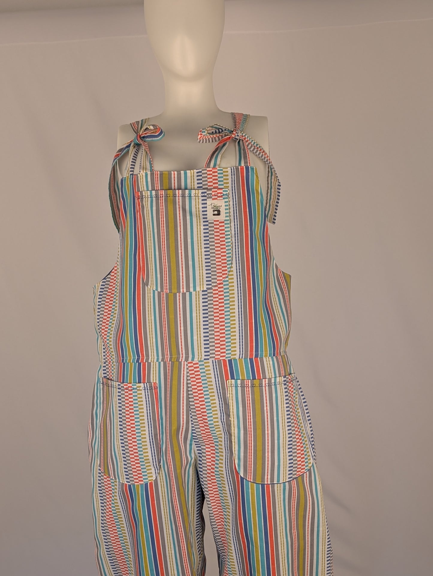 dungarees size 10 multi coloured stripe Dungarees, bright overalls.