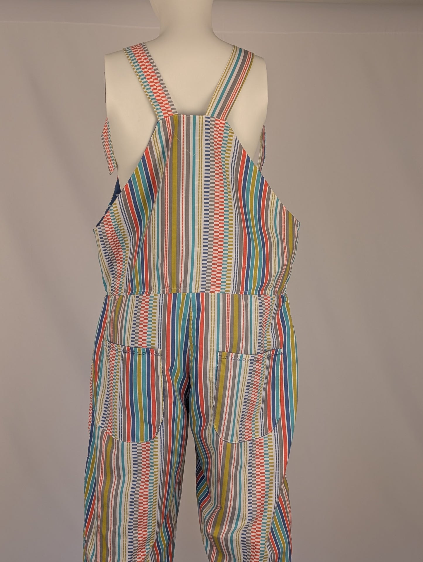 dungarees size 10 multi coloured stripe Dungarees, bright overalls.