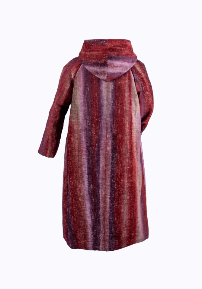 Coat size 14, unique blended purples design boho coat.