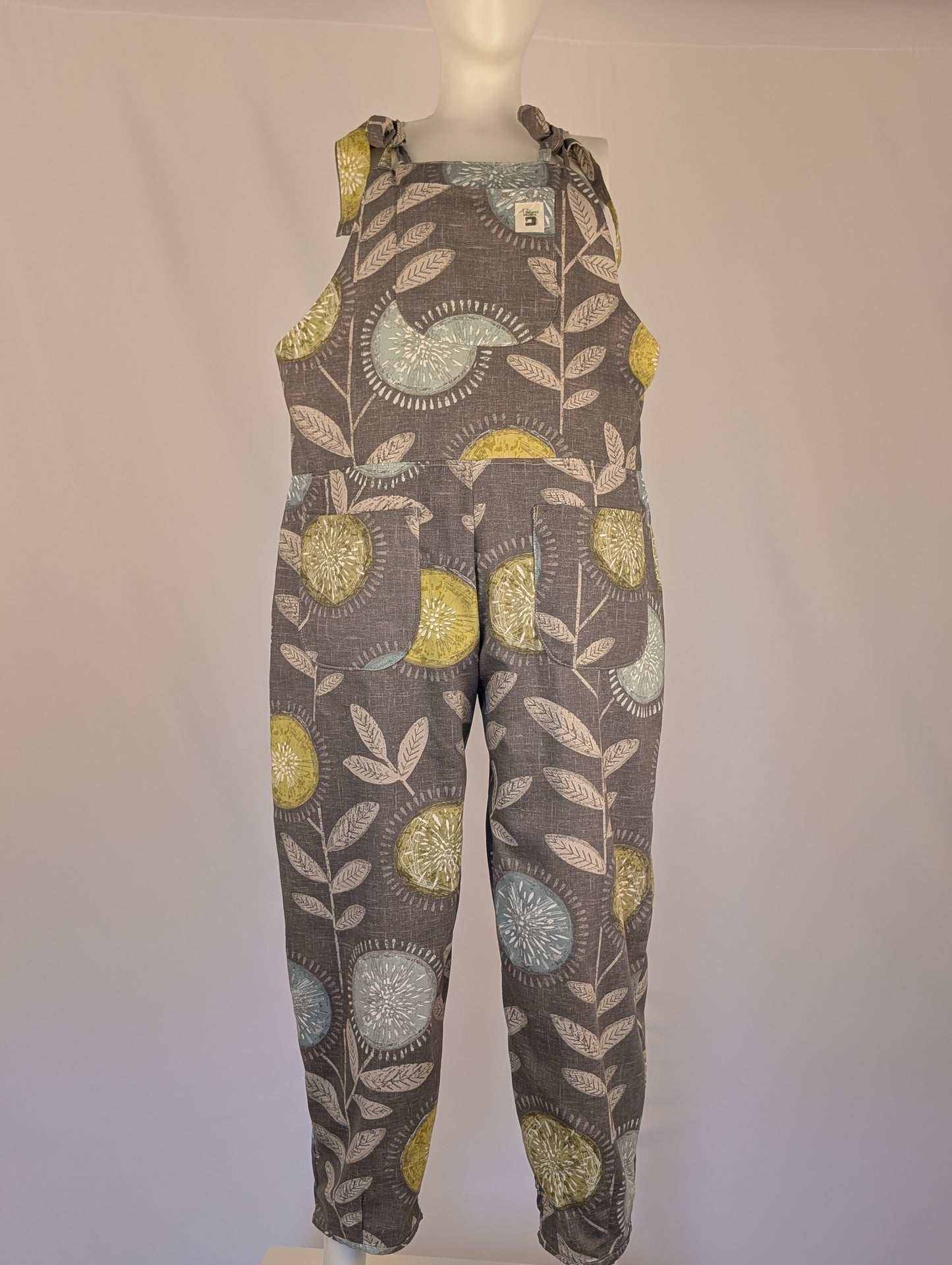 Dungarees size 12-modern floral print- tie top overalls-pretty floral jumpsuit