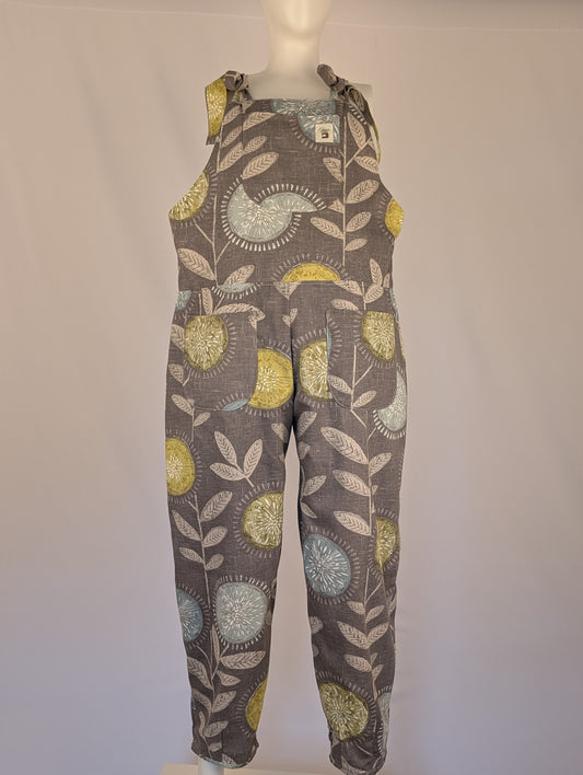 Dungarees size 12-modern floral print- tie top overalls-pretty floral jumpsuit