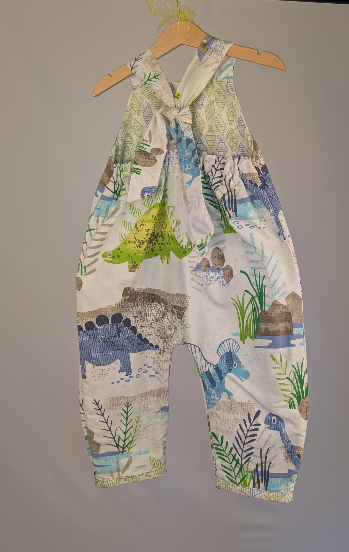 Dinosaur Dungarees, romper,(2-3y)  sustainable children's gift.